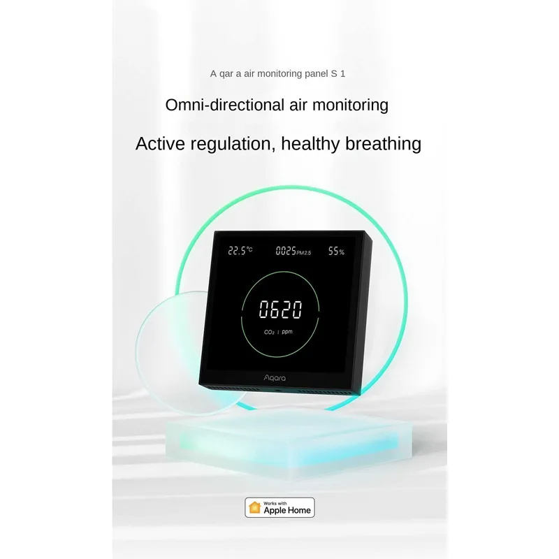 AqaraAirQualityMonitorPanelS1OmniDirectionalAirCO2PM25TemperatureHumidityMonitoringWorkwithHomekitGl-2000547-1