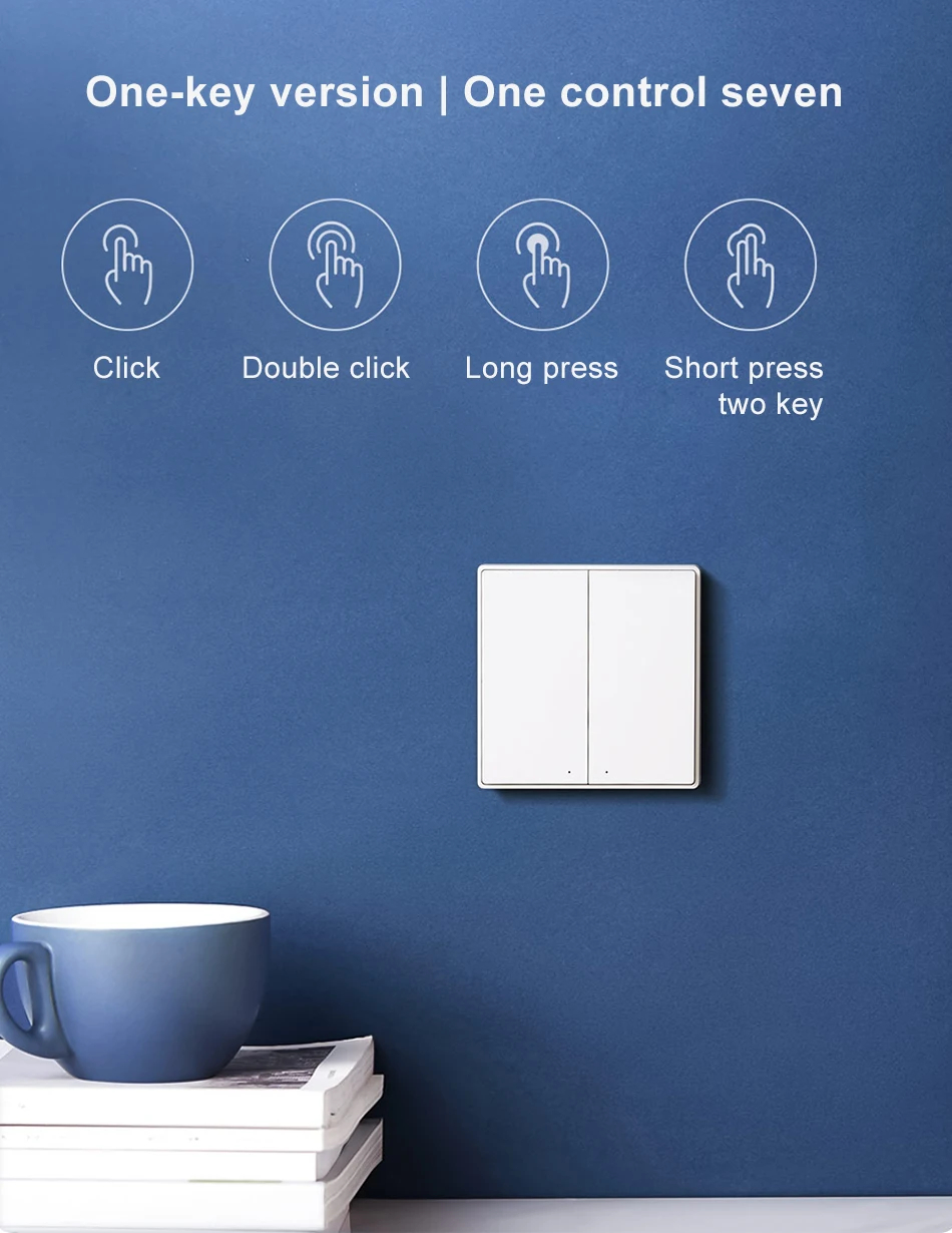 AqaraD1SmartZigbeWall-mountedSwitchIntelligentWirelessKeyLightButtonRemoteControlSwitchSupportMijiaA-2004834-4