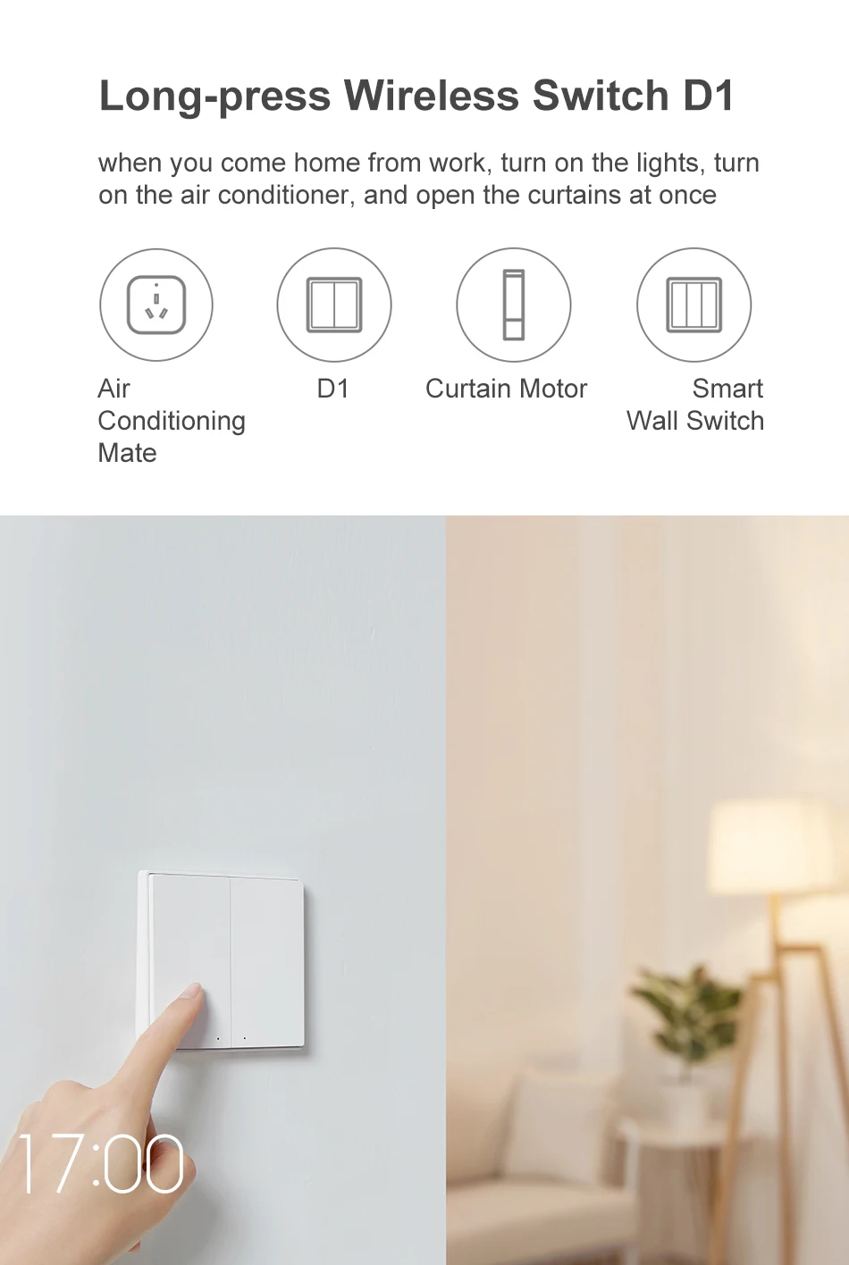 AqaraD1SmartZigbeWall-mountedSwitchIntelligentWirelessKeyLightButtonRemoteControlSwitchSupportMijiaA-2004834-9