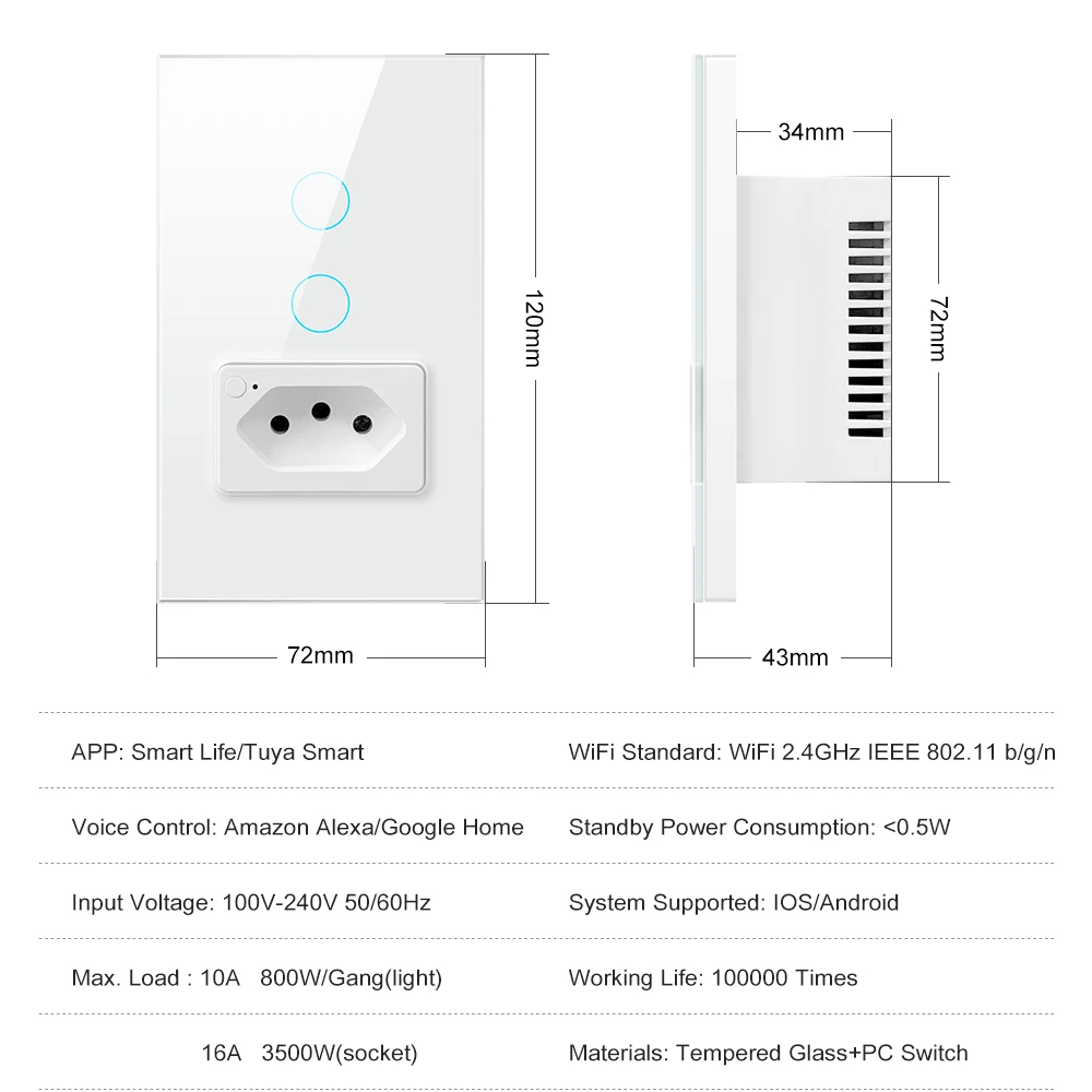 BrazilStandardTuyaWiFiSmartWallLightSocketwithSwitch4X2GlassPanelLightSwitchVoiceControlWorkwithAlex-2014426-11