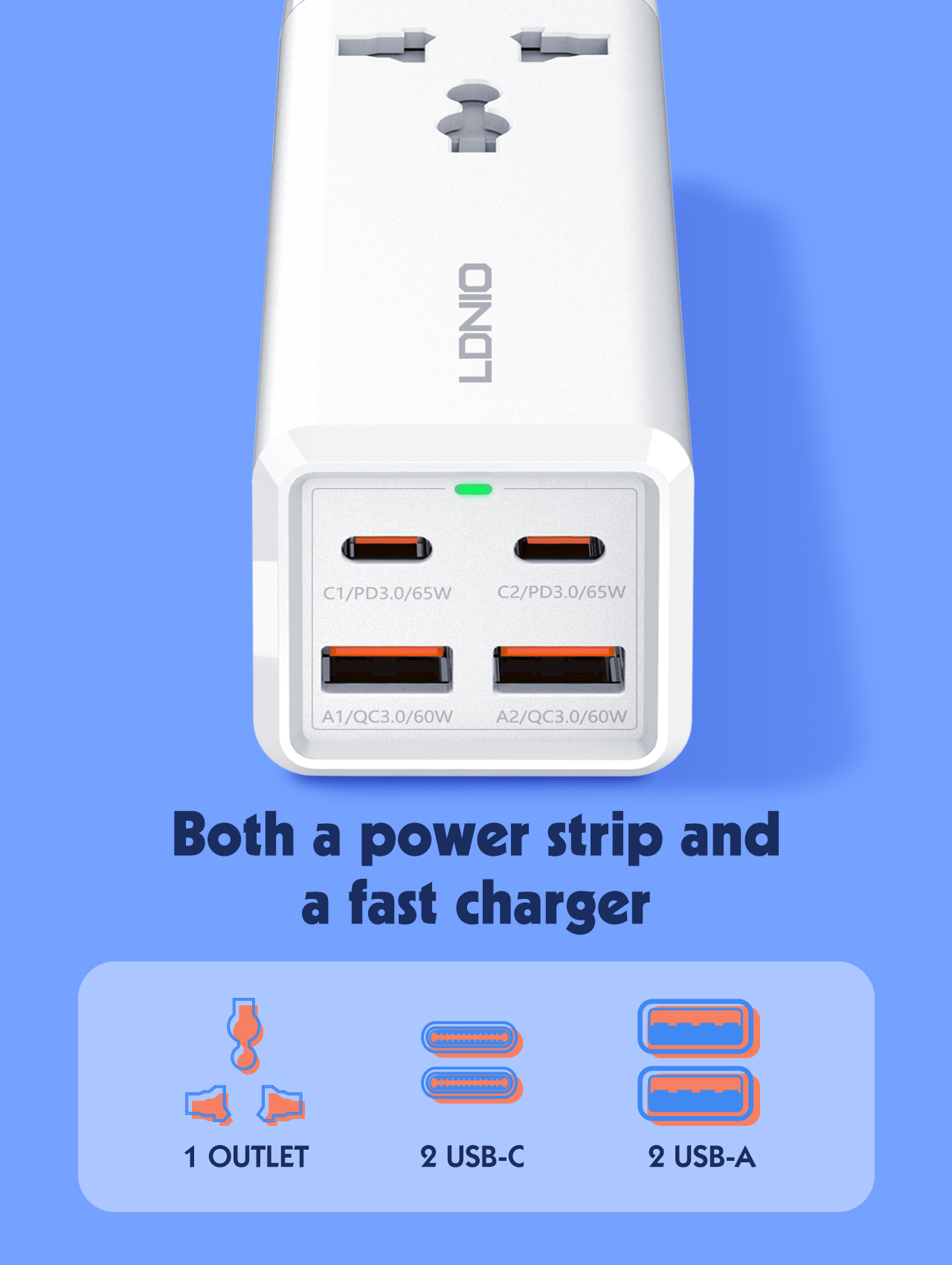 LDNIO65WUSBCCharger4PortsUSBOutputDesktopPowerStripForLaptopMacbook1padCameraCellPhoneFastChargeChar-1986821-1
