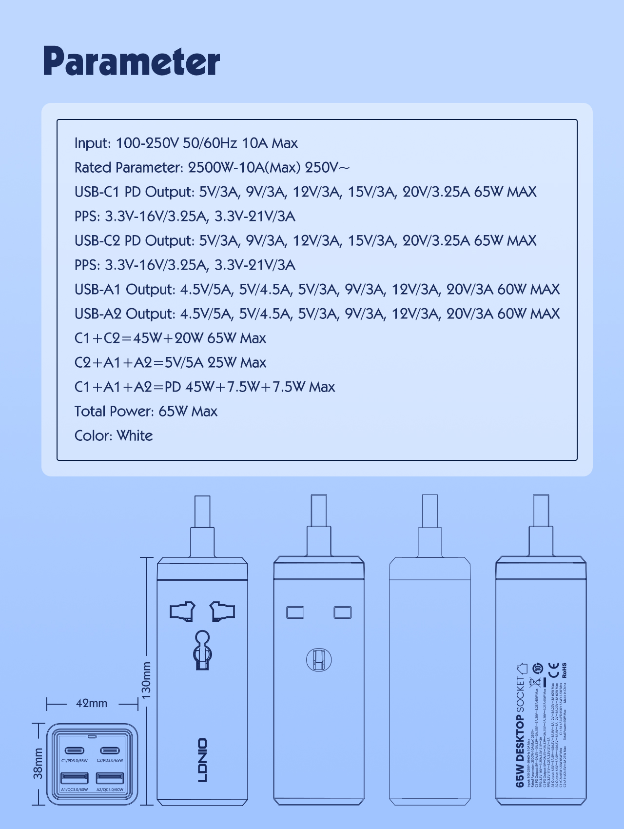LDNIO65WUSBCCharger4PortsUSBOutputDesktopPowerStripForLaptopMacbook1padCameraCellPhoneFastChargeChar-1986821-21