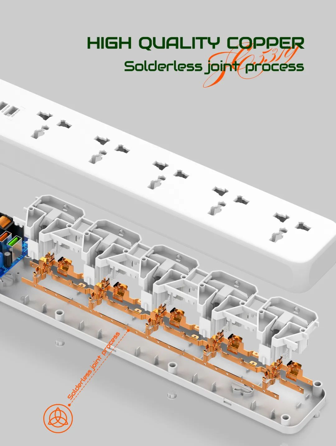 LDNIOSC53192500WPowerStrip5AC2A1CUniversalElectronicSocketAdapterwith2MExtensionCordPlugAdapterEUSta-1998166-11