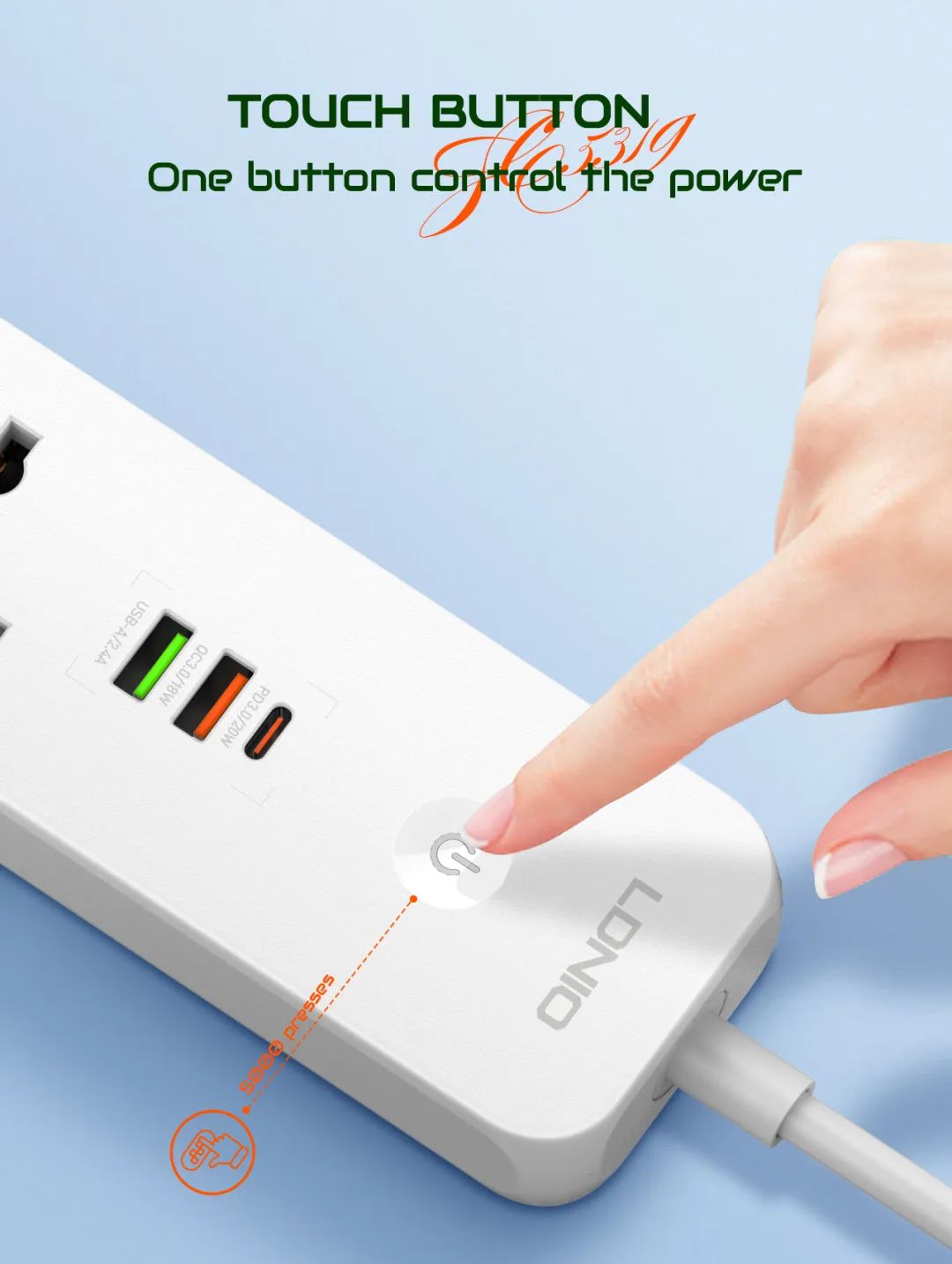 LDNIOSC53192500WPowerStrip5AC2A1CUniversalElectronicSocketAdapterwith2MExtensionCordPlugAdapterEUSta-1998166-4