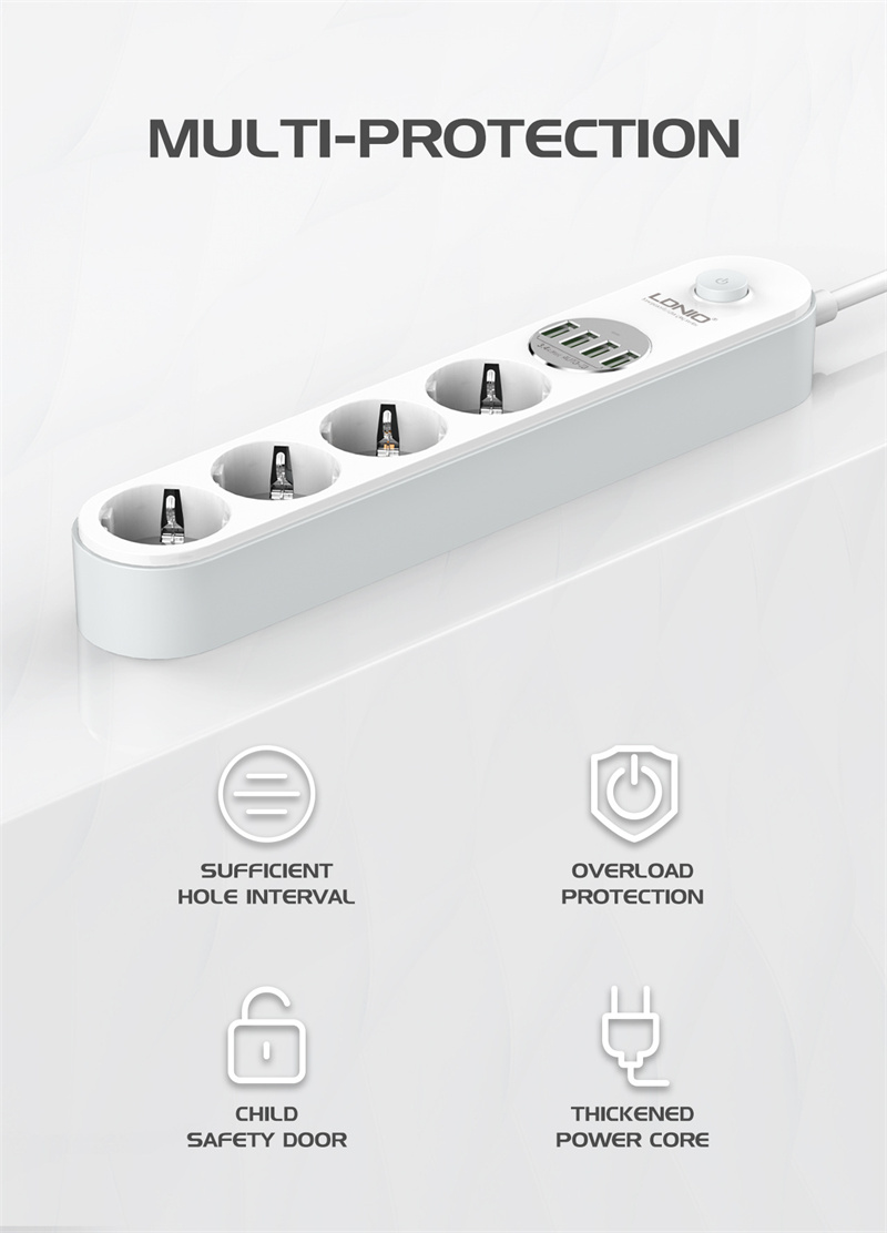 LDNIOSE44322500WPowerStripwith4Outlets4USB-AExtensionSocketEUPlug10AforPhoneTabletHomeAppliances-1997341-10