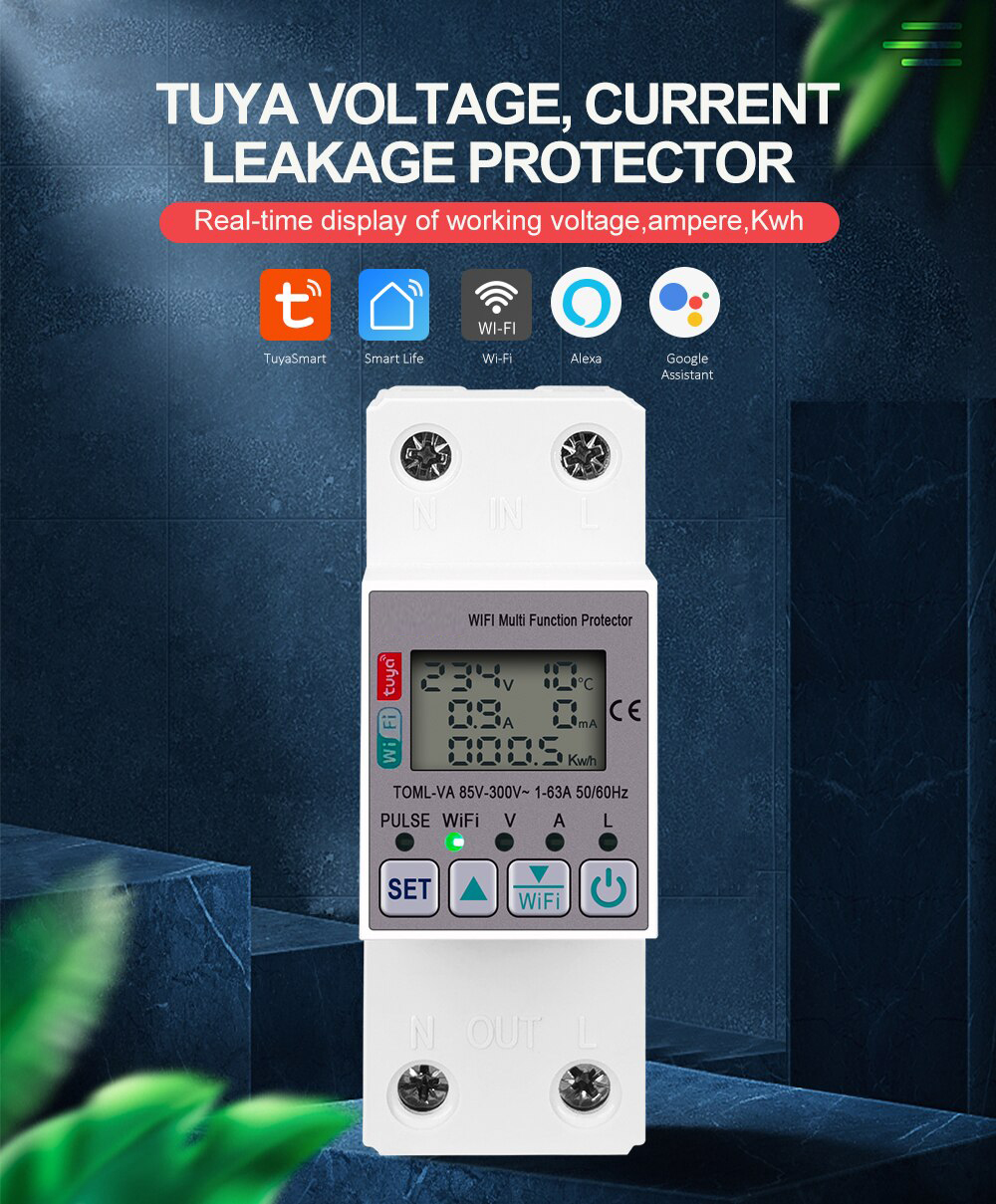 MAIQ-6363A110V220VTuyaWiFiEnergyMeterKwhMeteringSwitchTimingFunctionwithVoltageCurrentandLeakageProt-1993653-1