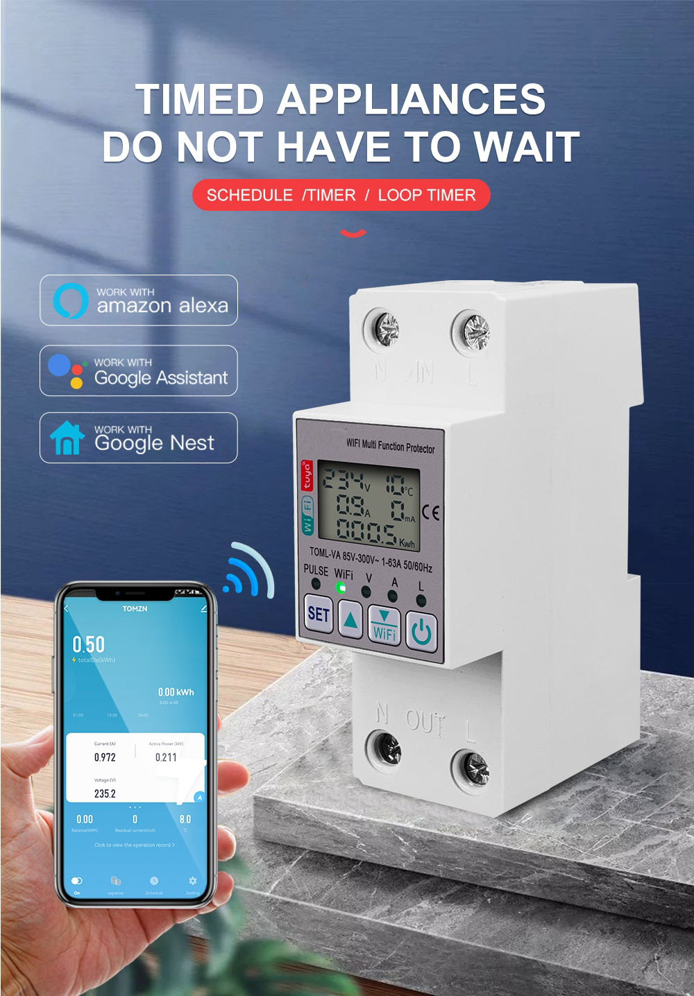 MAIQ-6363A110V220VTuyaWiFiEnergyMeterKwhMeteringSwitchTimingFunctionwithVoltageCurrentandLeakageProt-1993653-4