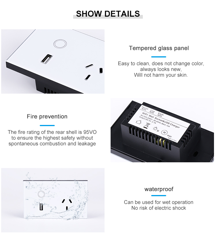 MAKEGOODWiFi24G110V-240VUSStandardSmartSwitchElectricalSocketWifiUSBWallSocket-1834745-4