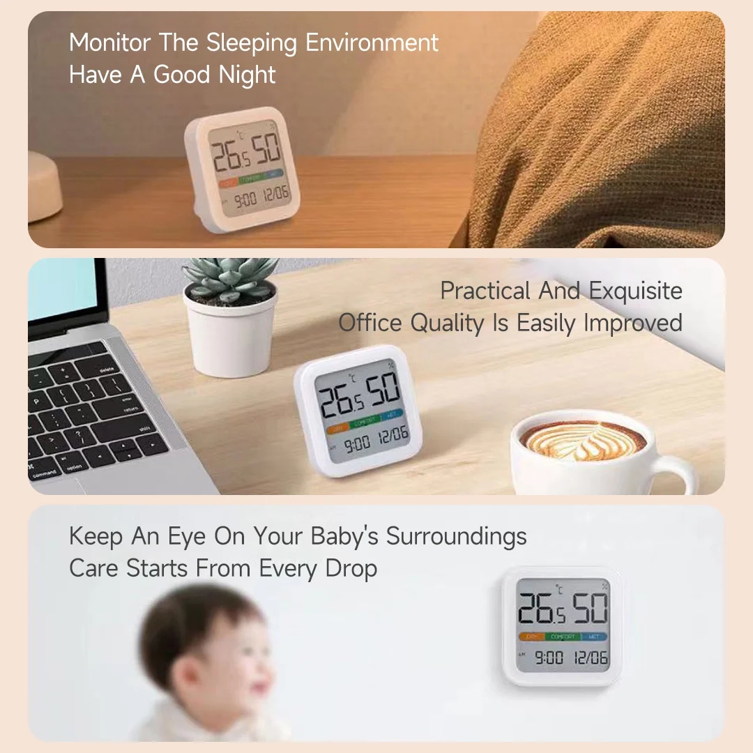 MiiiwMuteTemperatureHumidityThermometerElectronicSensorClockHomeIndoorHigh-precisionBabyRoomCFTemper-2004858-8