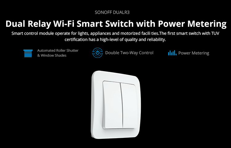 SONOFFDUALR3DualRelayModuleWiFiDIYMINISwitchTwoWayPowerMetering2GangWaySwitchTimingSmartHomeWorkwith-1856387-1