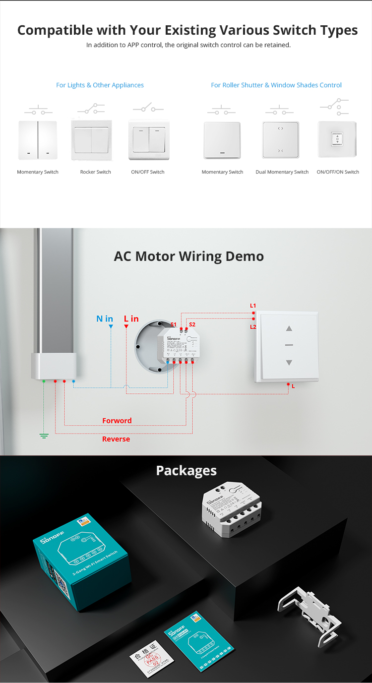 SONOFFDUALR3DualRelayModuleWiFiDIYMINISwitchTwoWayPowerMetering2GangWaySwitchTimingSmartHomeWorkwith-1856387-10