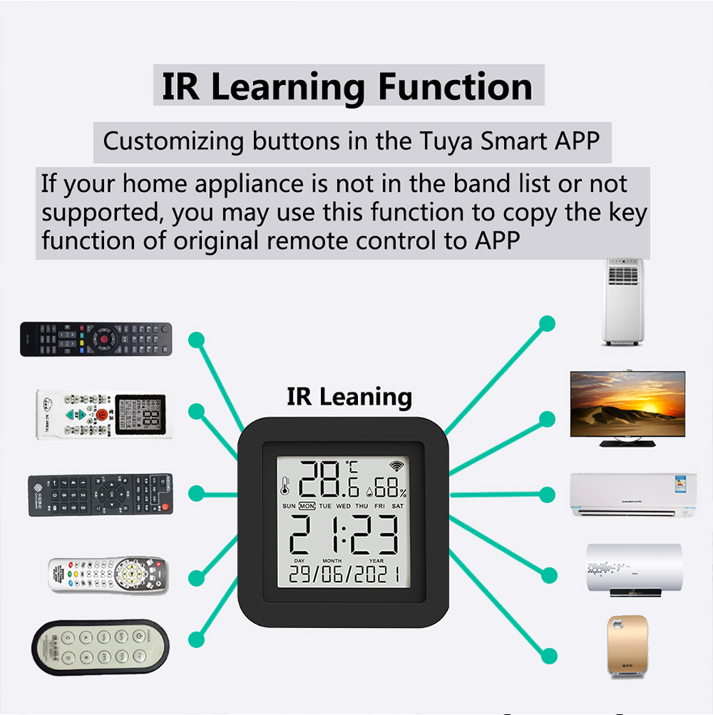 TuyaIRSmartDigitalTemperatureandHumiditySensorLCDDisplayRemoteAirConditionerTVControllerIntelligentH-1969138-3