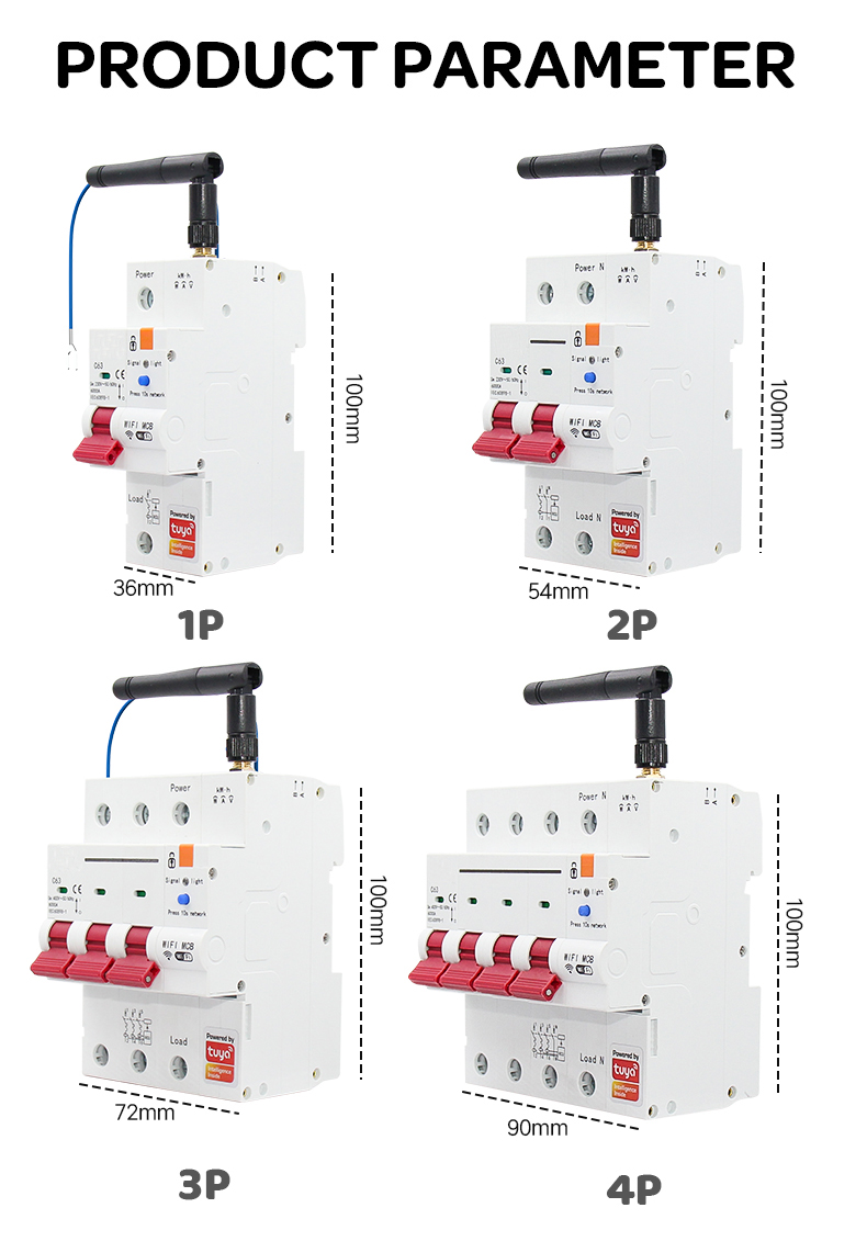 TuyaSmartWiFiCircuitBreakerwithMetering1P-4P63AMCBOverloadShortCircuitProtectionAutomaticReclosingSm-1999908-9