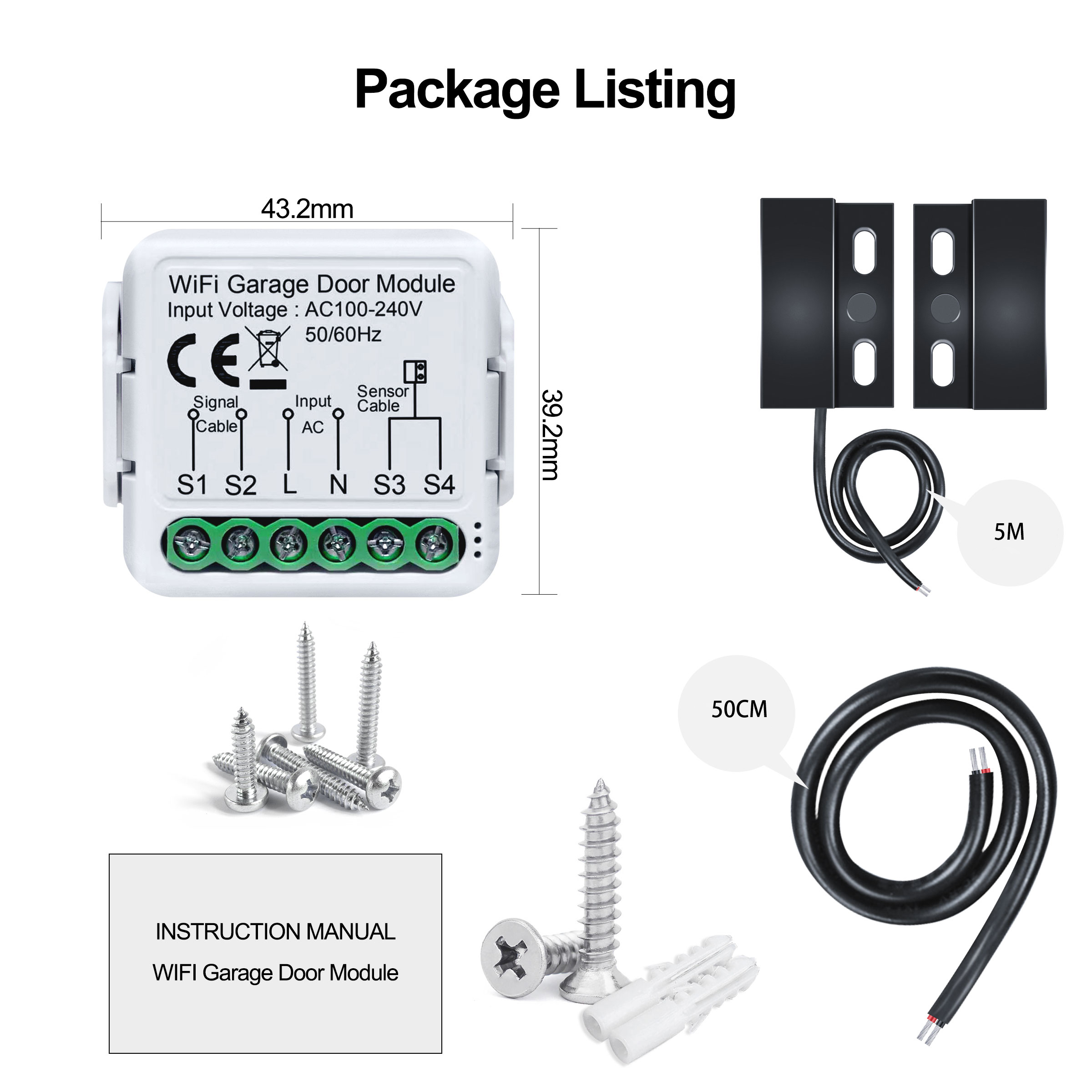 TuyaSmartWiFiGarageDoorSensorsOpenerController100V-240VVoiceRemoteControlSwitchsupportAlexaGoogleHom-1996015-15