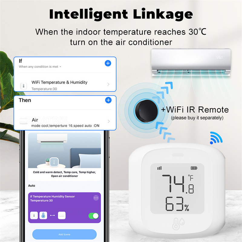 TuyaSmartWiFiZigbeTemperatureHumiditySensorIndoorHygrometerThermometerDetectorwithLCDDisplayRemoteCo-2002256-3