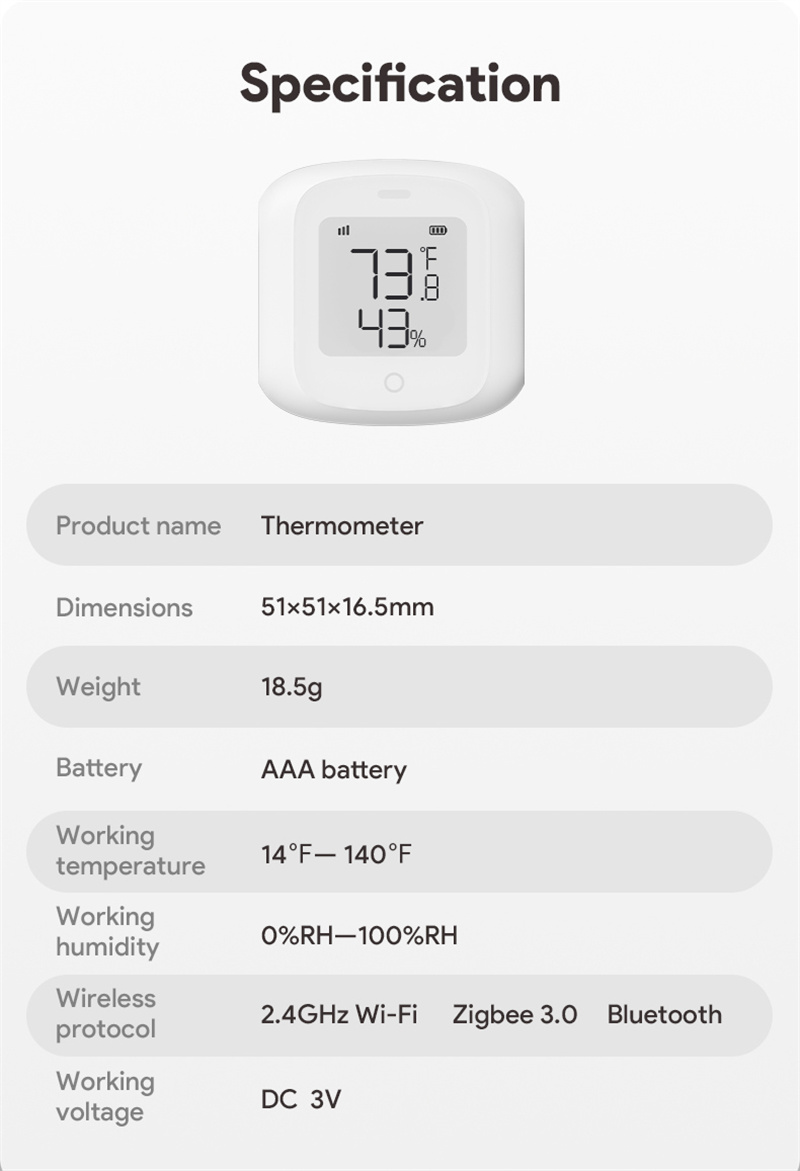 TuyaSmartWiFiZigbeTemperatureHumiditySensorIndoorHygrometerThermometerDetectorwithLCDDisplayRemoteCo-2002256-9