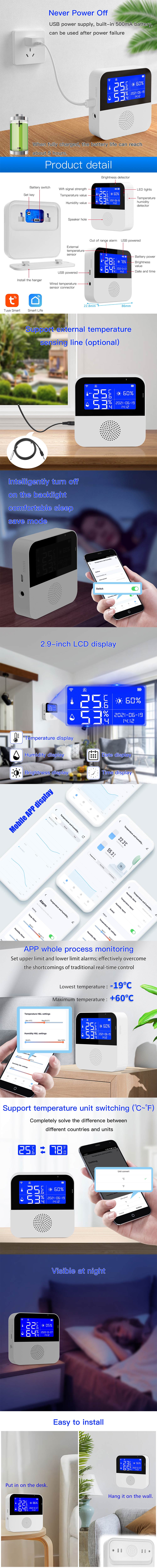 TuyaWiFiSmartTemperatureHumiditySensorIndoorThermometerHygrometerMeterwithLCDDisplayScreenDetectorAP-1977354-1