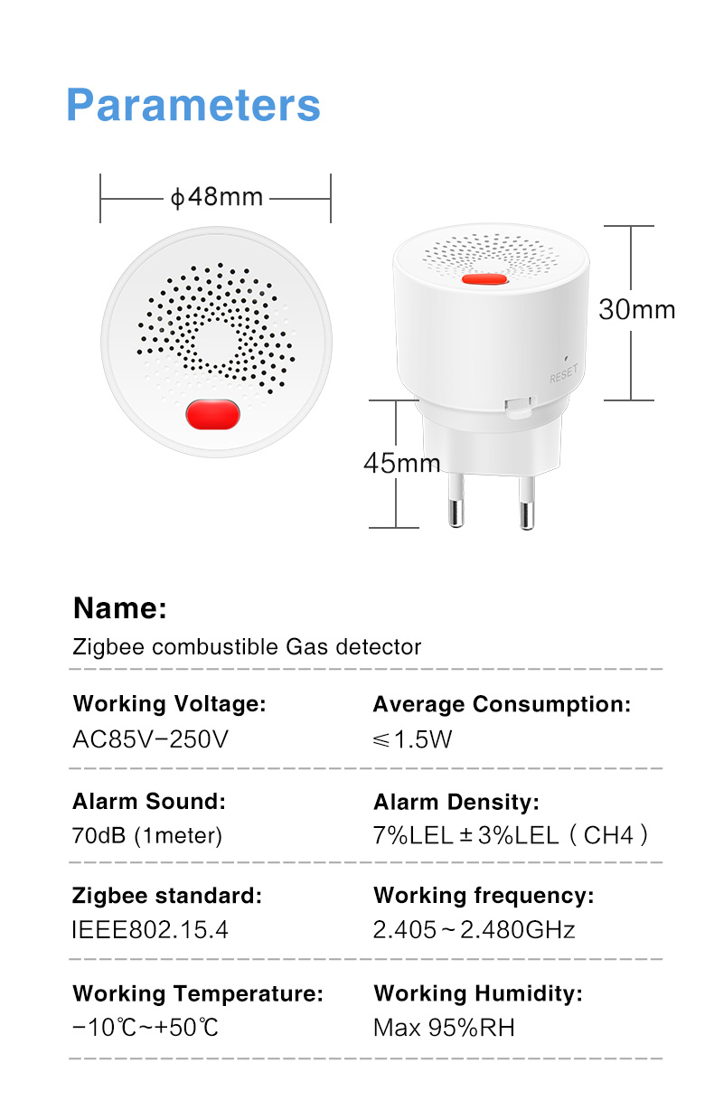 TuyaZigbeNaturalGasSensorEUCombustibleHouseholdSmartLPGGasAlarmDetectorLeakageSensorfireSafetySmartH-1980367-1
