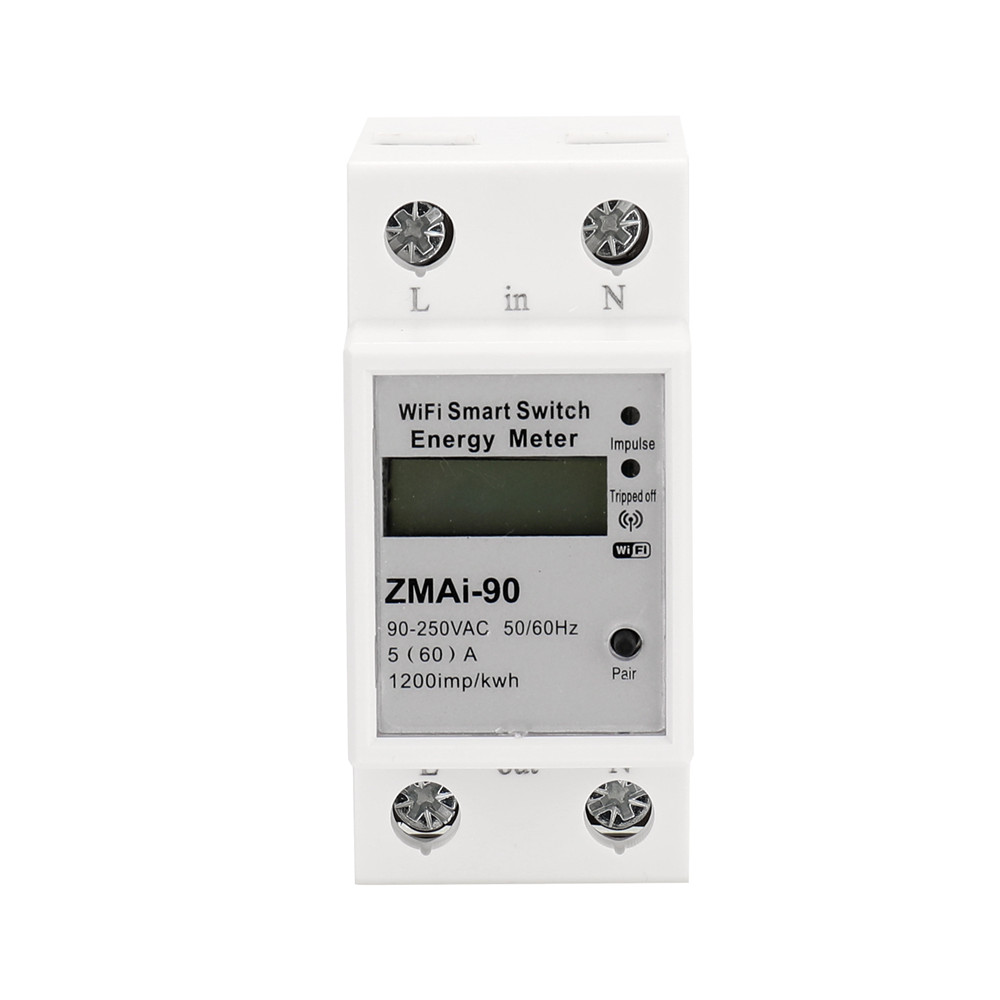 ZMAI-90220V110VAC50Hz60hzTuyaAPPSinglePhaseDinRailWIFISmartEnergyMeterPowerConsumptionkWhMeterWattme-1993654-8