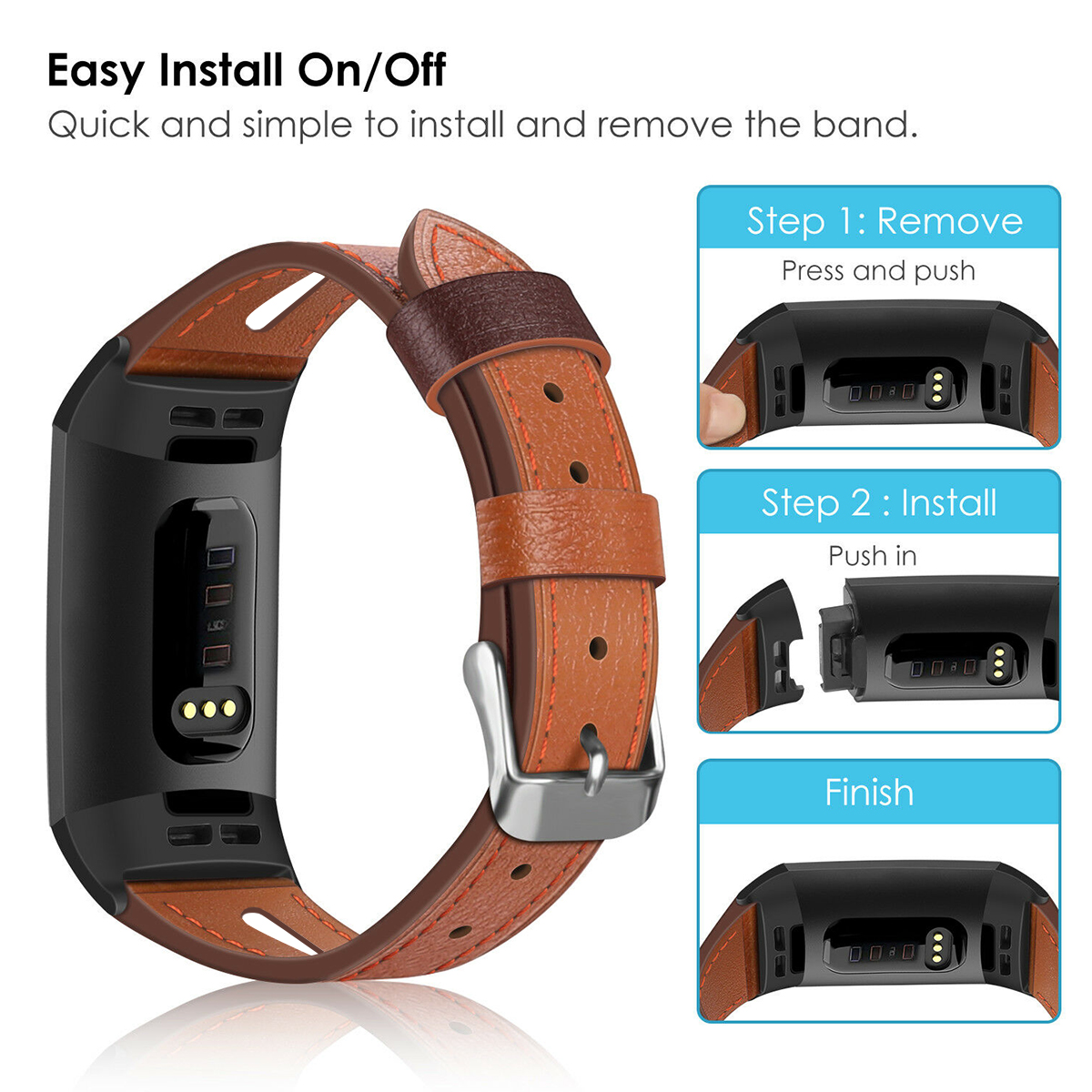 Bakeey18mmGenuineLeatherReplacementWatchBandStrapforFitbitcharge3SmartWatch-1477175-3