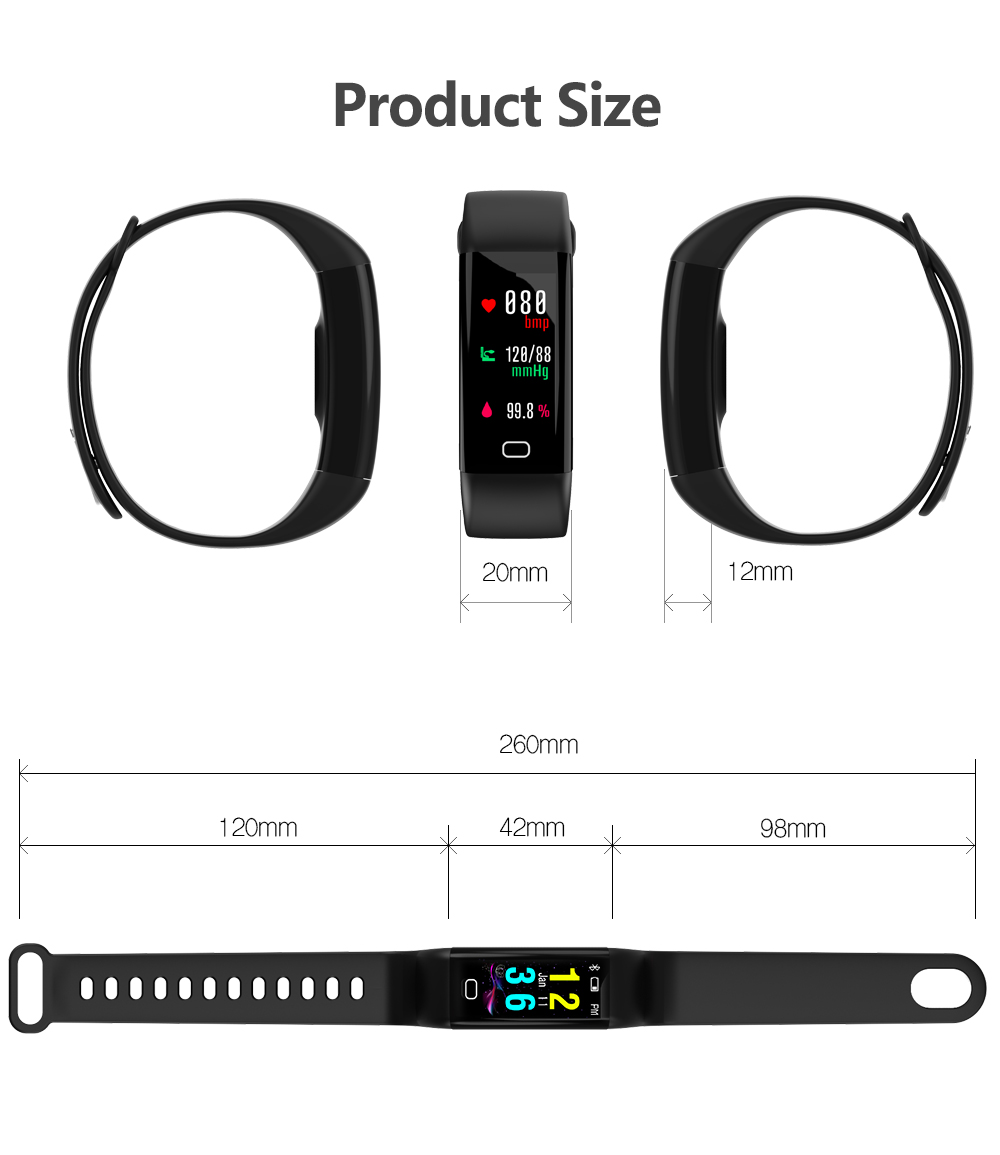 BakeeyColorScreenWristbandHeartRateBloodPressureMonitorUSBChargingFitnessTrackerIP68SmartWatch-1221843-11