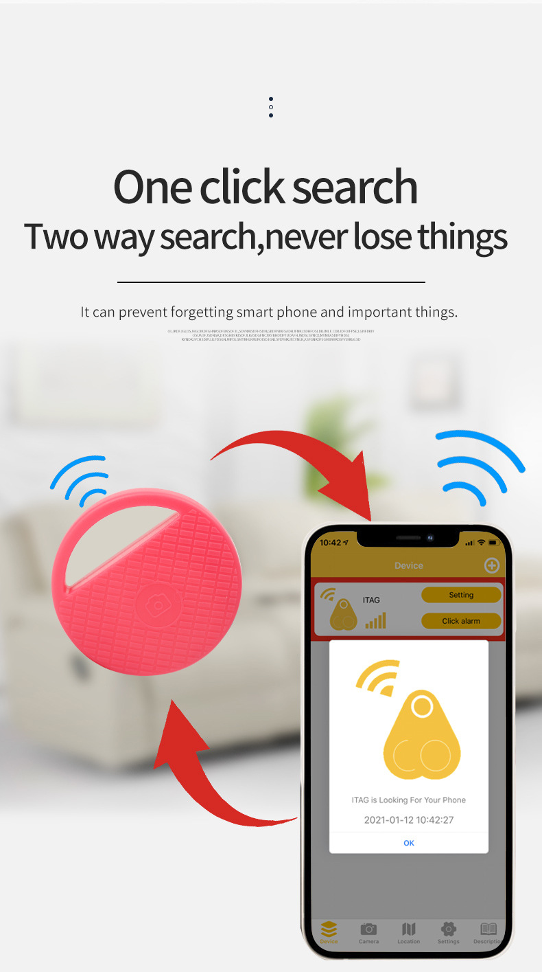 BakeeyF812PCSTwo-WaySearchAnti-LostAlarmSmartTagWirelessbluetoothTrackerChildWalletKeyFinderLocator-1867925-5