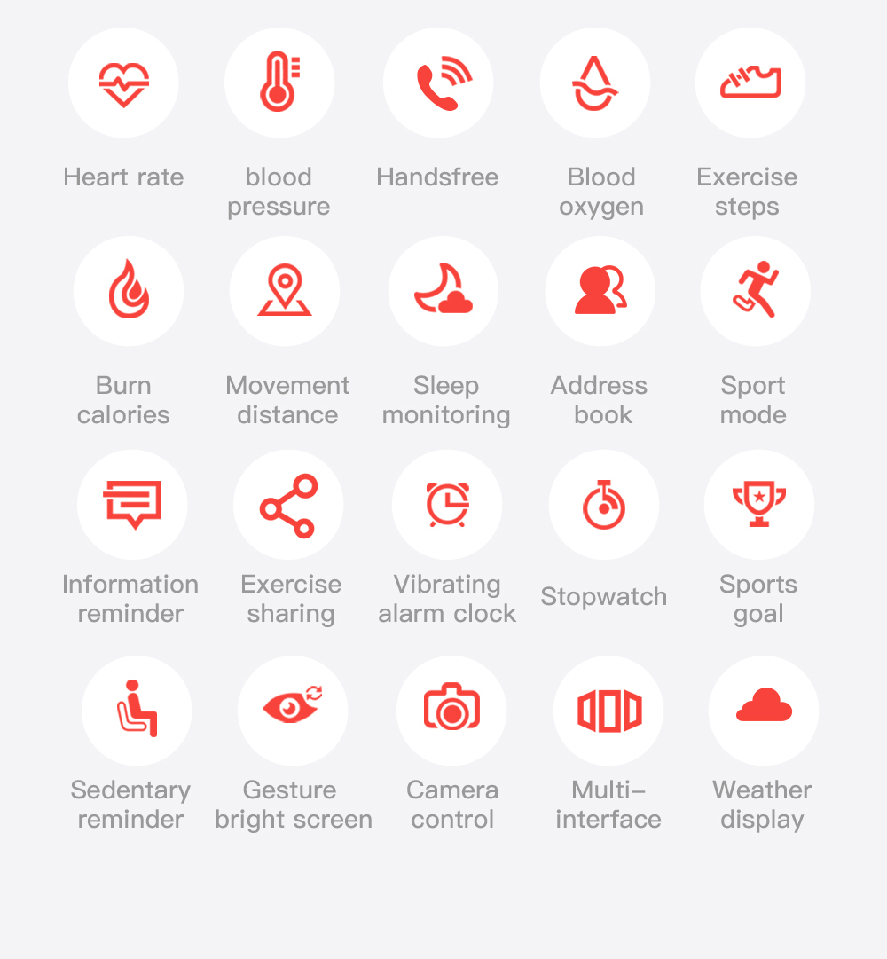 BakeeyUM90128inchFullTouchScreenBTCallHeartRateBloodPressureOxygenMonitor24SportsModes200mAhIP67Wate-1904517-13