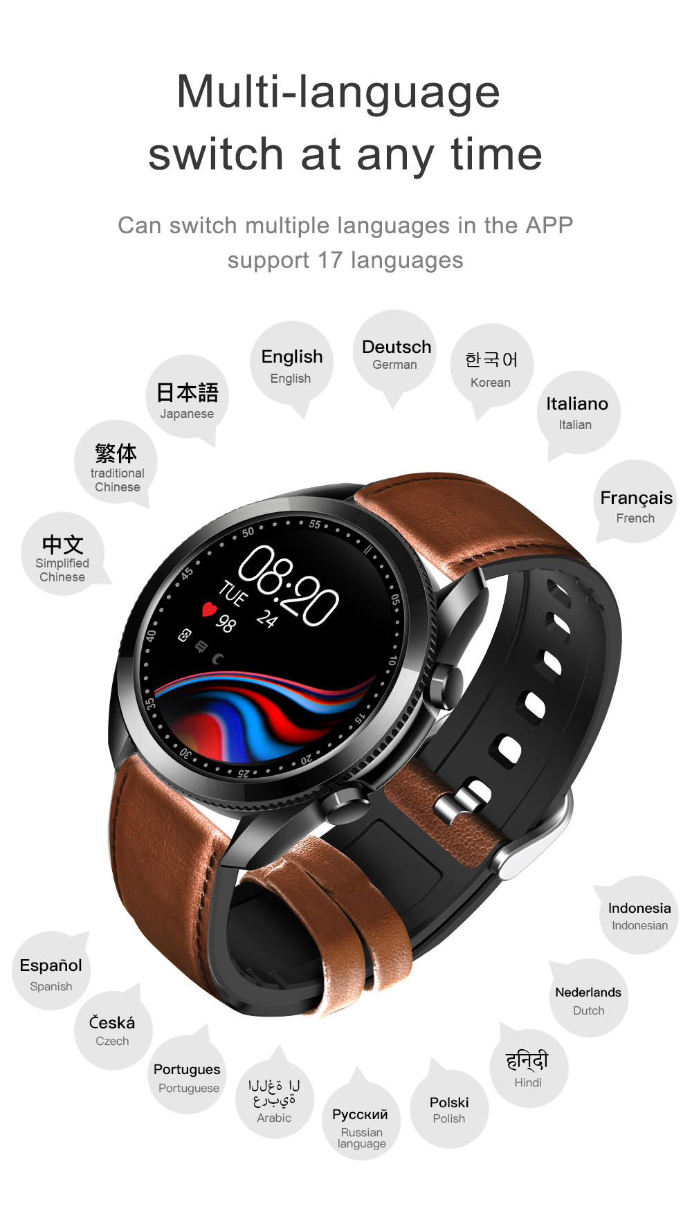 BakeeyUM90128inchFullTouchScreenBTCallHeartRateBloodPressureOxygenMonitor24SportsModes200mAhIP67Wate-1904517-9