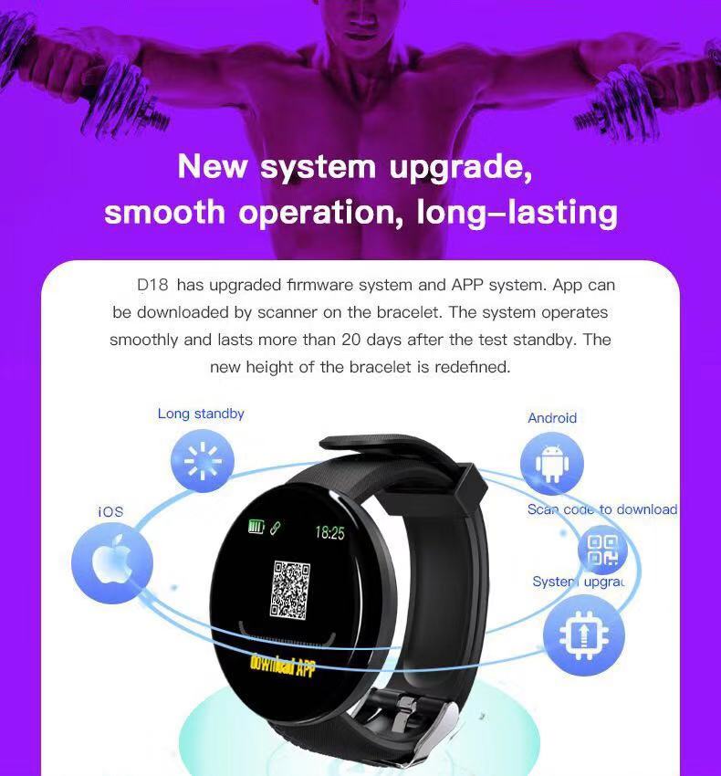 D18S13inchHDScreenHeartRateBloodPressureBloodOxygenMonitorSleepMonitoringMulti-sportModesMusicPlayba-2015002-6