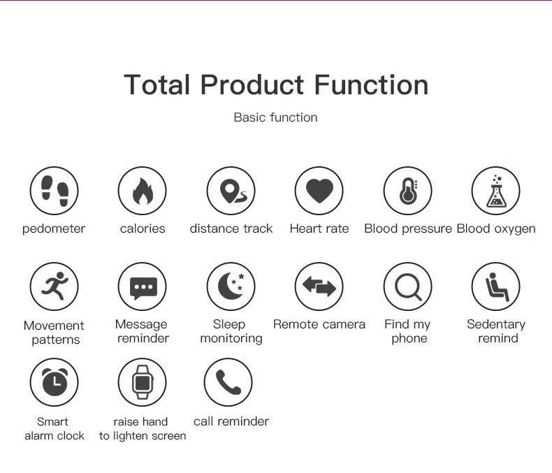 D18S13inchHDScreenHeartRateBloodPressureBloodOxygenMonitorSleepMonitoringMulti-sportModesMusicPlayba-2015002-8