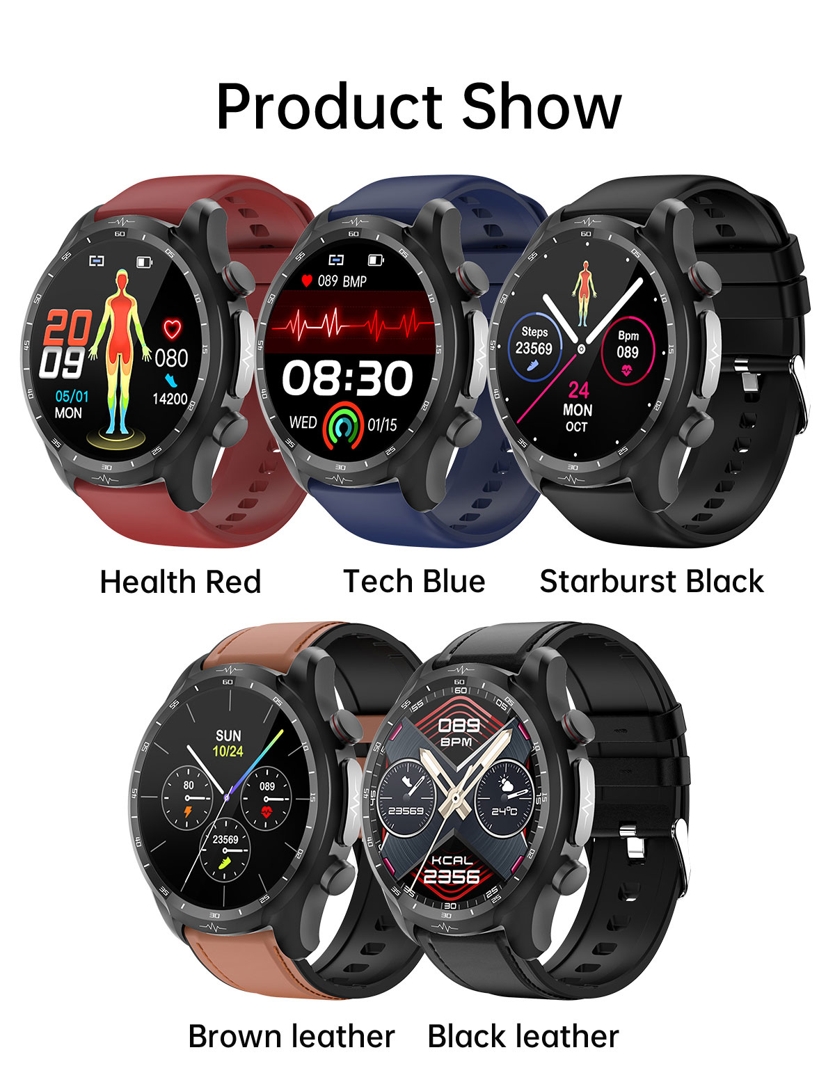 E430139inchHDTouchScreenNon-invasiveBloodSugarECGHealthBloodPressureTemperatureMeasurementSportSmart-1986759-28