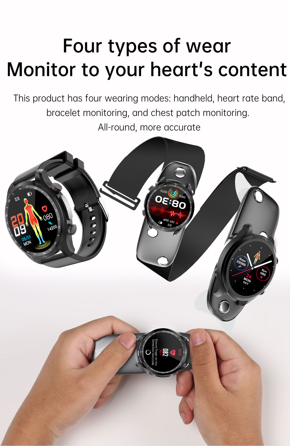 E430139inchHDTouchScreenNon-invasiveBloodSugarECGHealthBloodPressureTemperatureMeasurementSportSmart-1986759-5