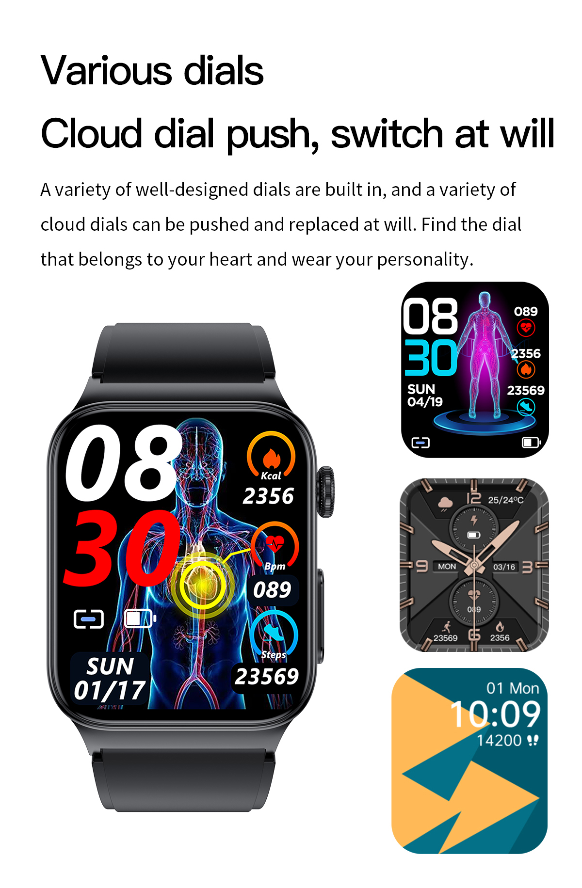 E500183inchHDScreenECGMonitorHeartRateBloodPressureSpO2MonitorFitnessTracker280mAhBatteryBT51IP68Wat-1975552-19