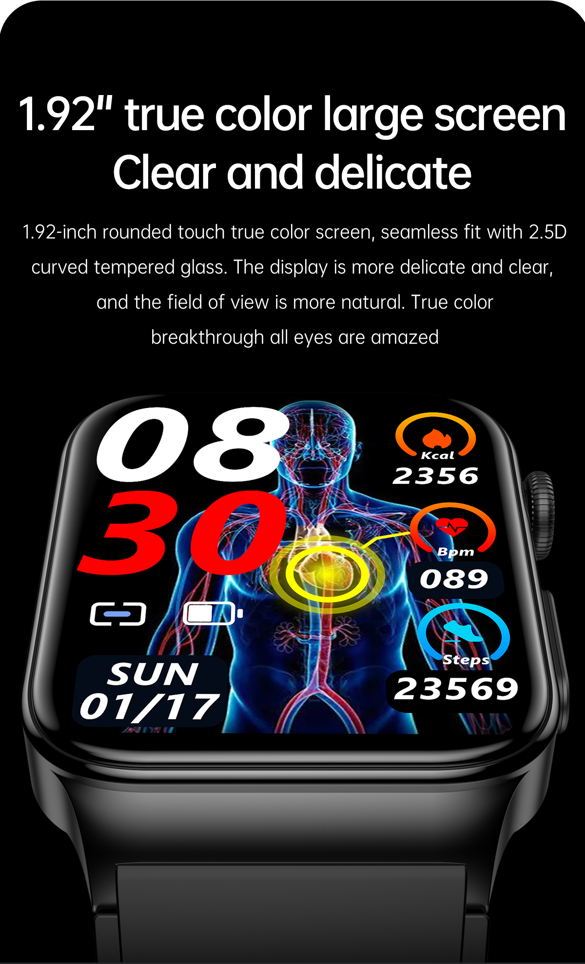 E500183inchHDScreenECGMonitorHeartRateBloodPressureSpO2MonitorFitnessTracker280mAhBatteryBT51IP68Wat-1975552-3