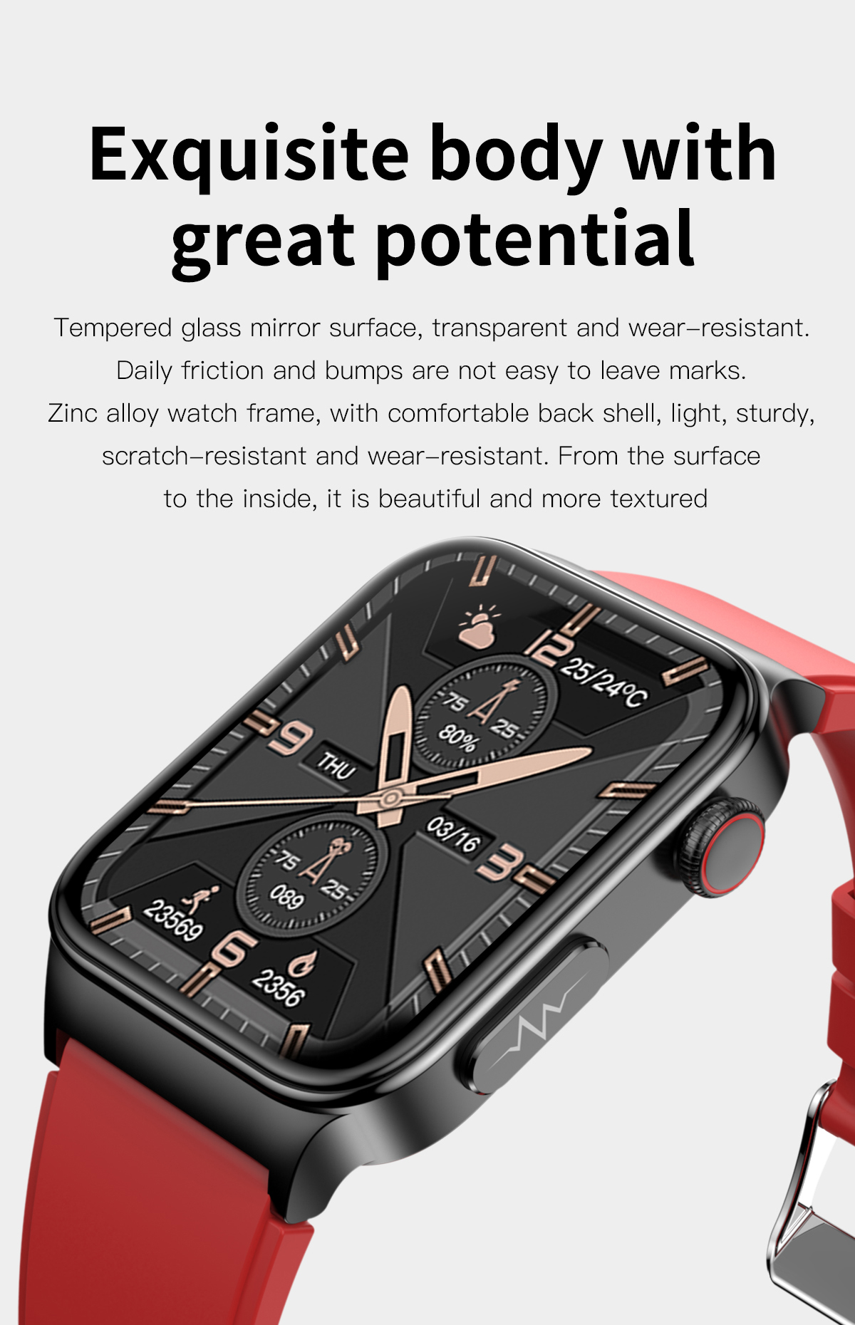 E500183inchHDScreenECGMonitorHeartRateBloodPressureSpO2MonitorFitnessTracker280mAhBatteryBT51IP68Wat-1975552-4