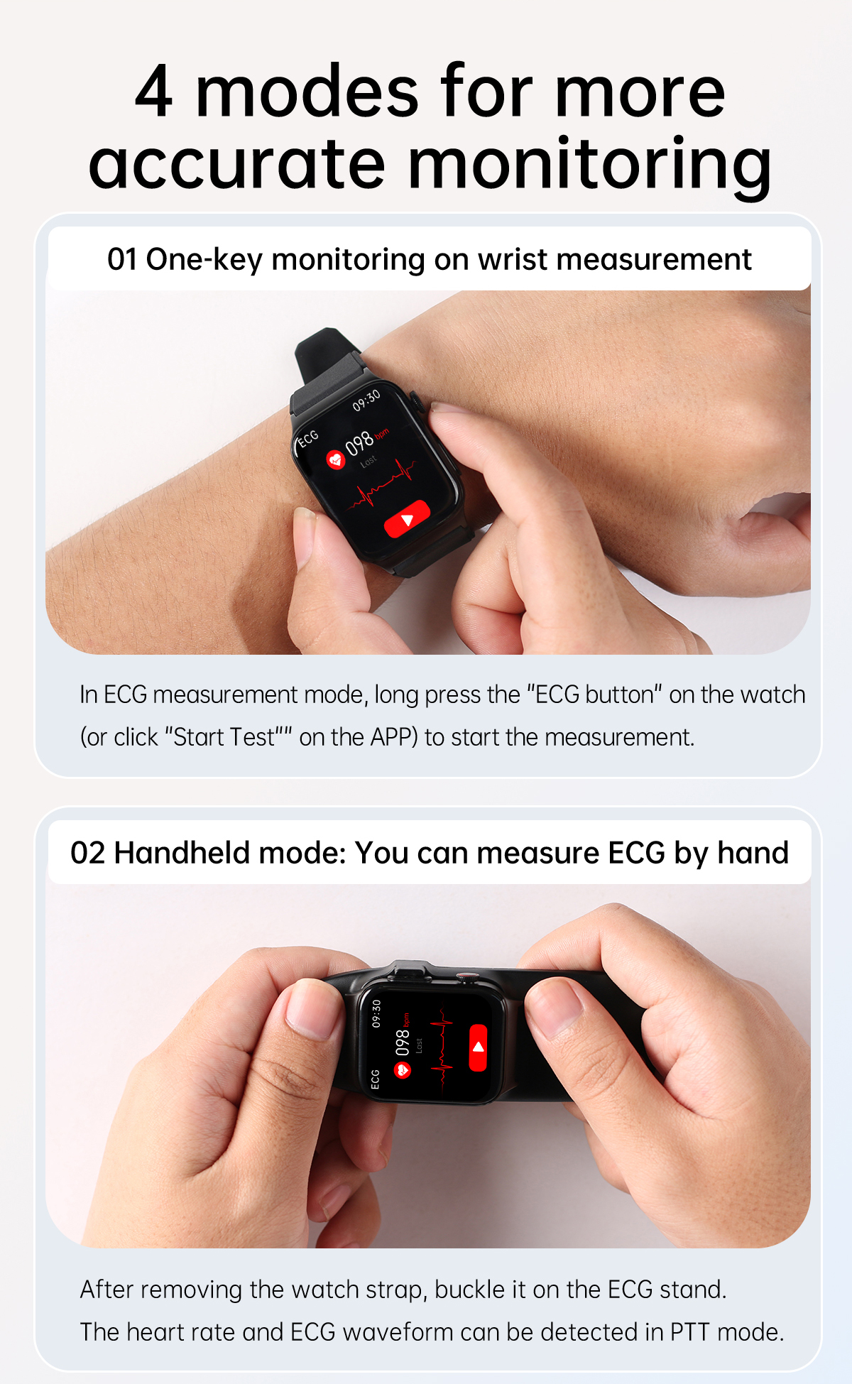 E500183inchHDScreenECGMonitorHeartRateBloodPressureSpO2MonitorFitnessTracker280mAhBatteryBT51IP68Wat-1975552-6