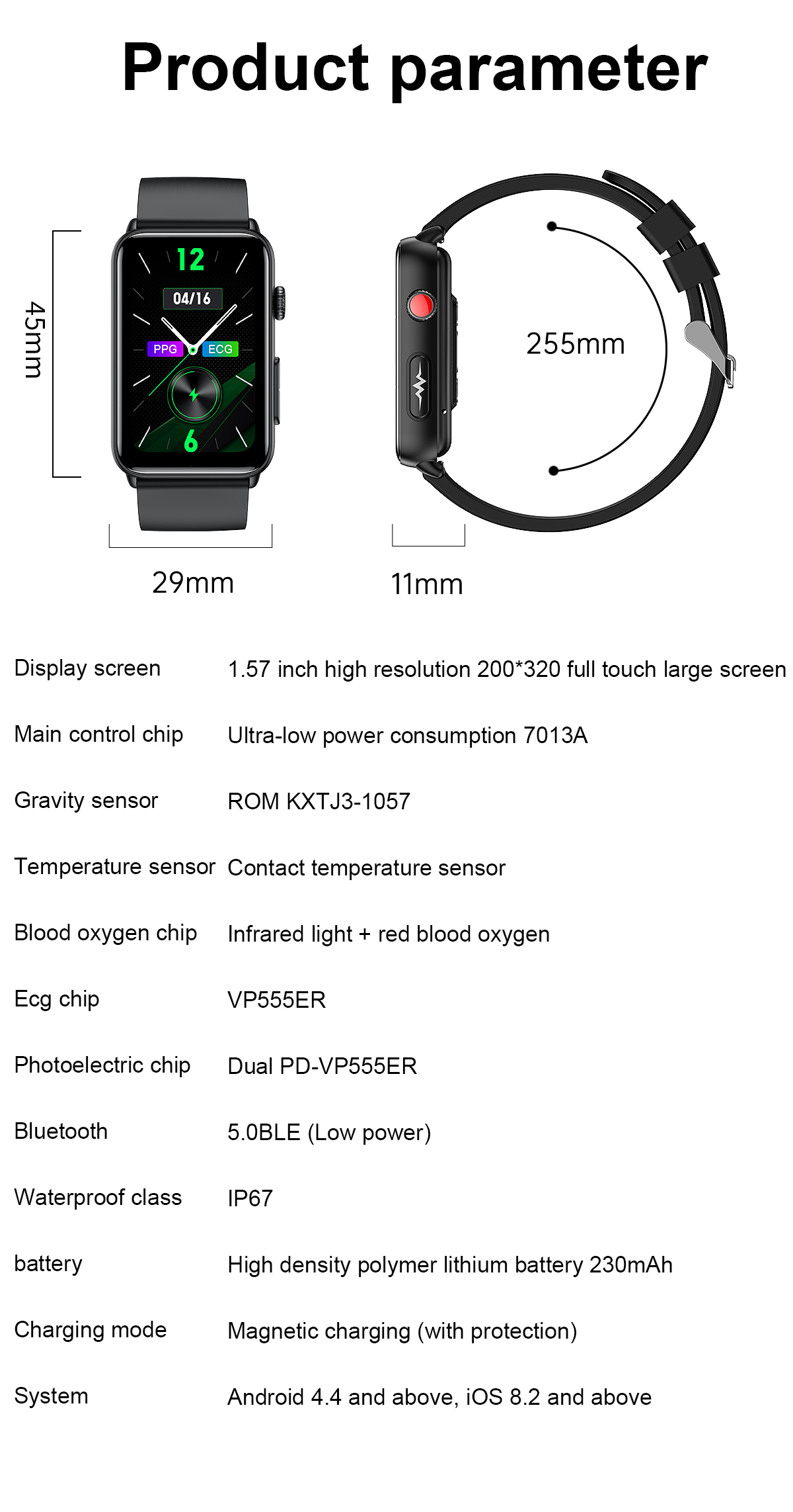 ET620157inchHDScreenNon-invasiveBloodGlucoseHRVTrackingECGbluetoothCallHeartRateBloodPressureSpO2Mea-2002180-23