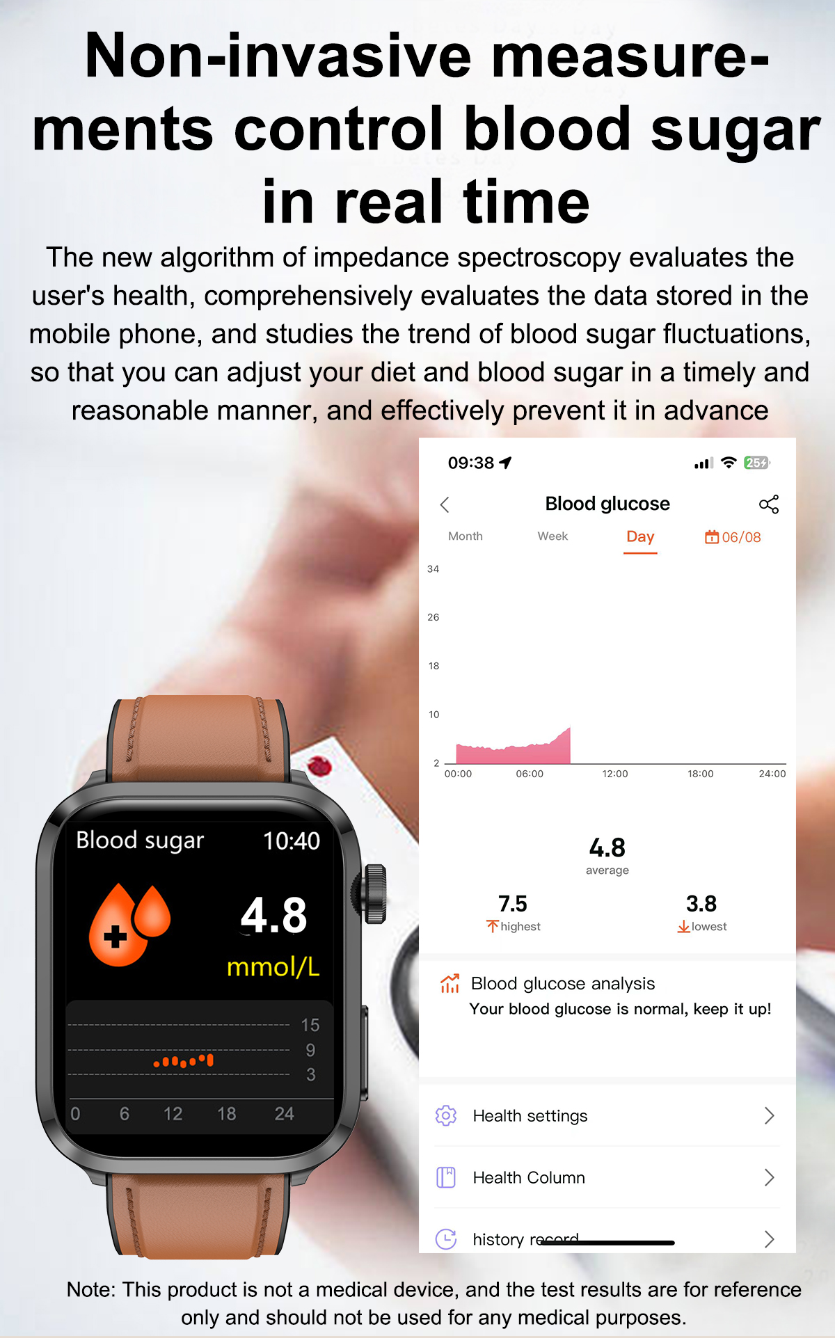 F220191inchHDScreenLaserTherapyBloodSugarUircAcidLipidMonitoringHealthbluetoothCallMulti-sportModesM-2001843-11