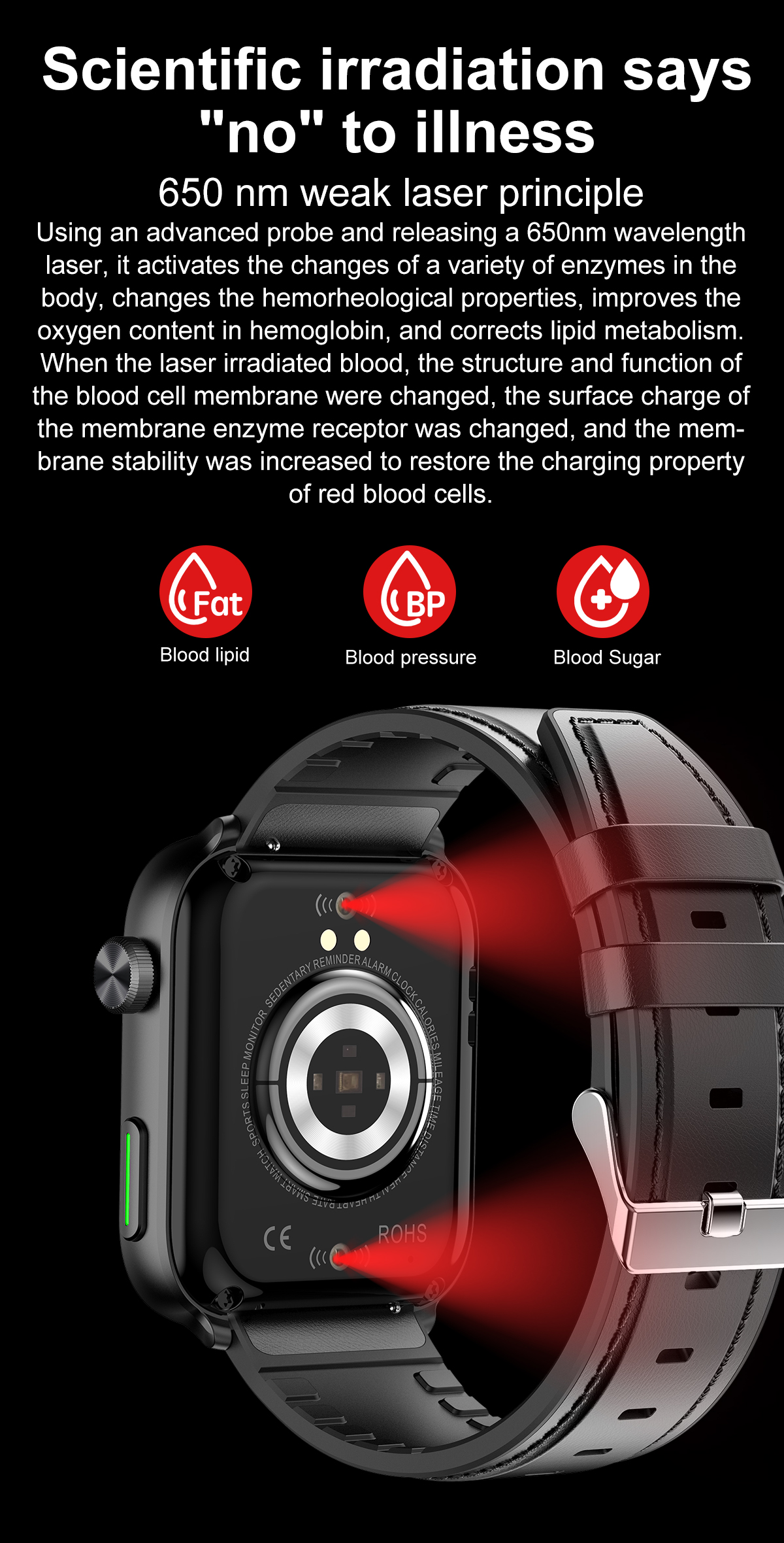 F220191inchHDScreenLaserTherapyBloodSugarUircAcidLipidMonitoringHealthbluetoothCallMulti-sportModesM-2001843-4