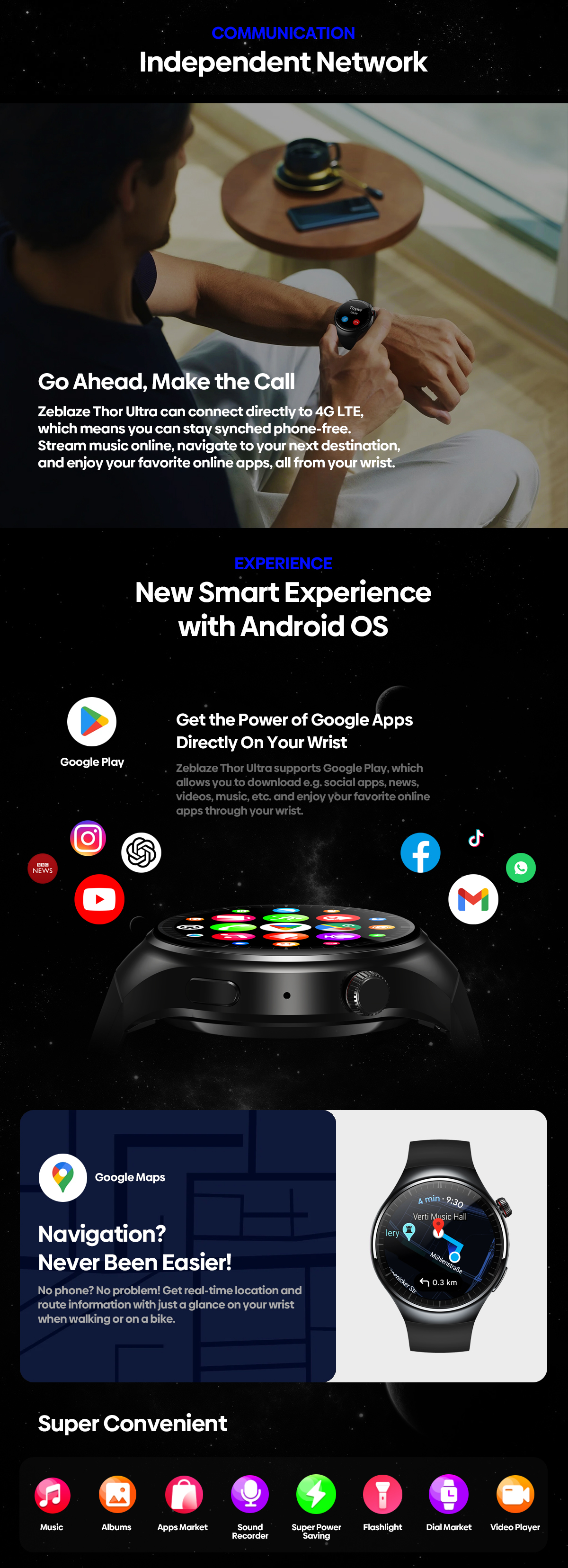 Flagship2024ZeblazeThorUltra4G143inchAMOLED466466pixelsHDDisplaySmartWatch16GBAndroidOSGooglePlaySta-2012218-8