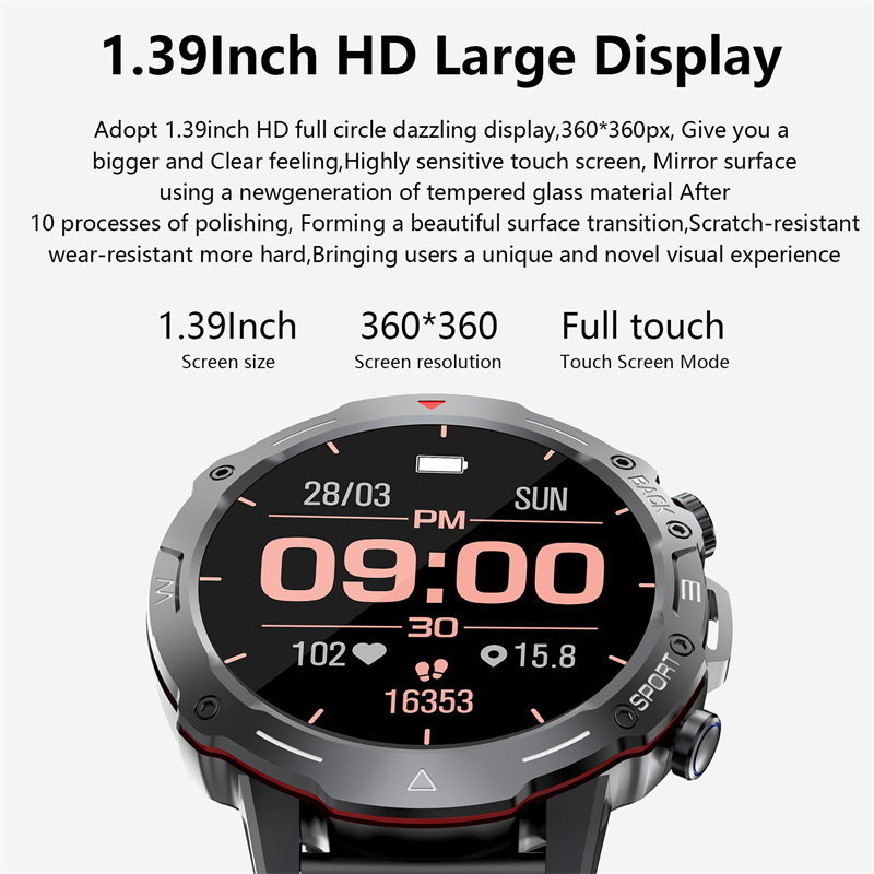 G102139inchHDScreenbluetoothCallHeartRateBloodPressureSpO2MonitorSleepMonitoringMulti-sportModesMusi-2003837-3