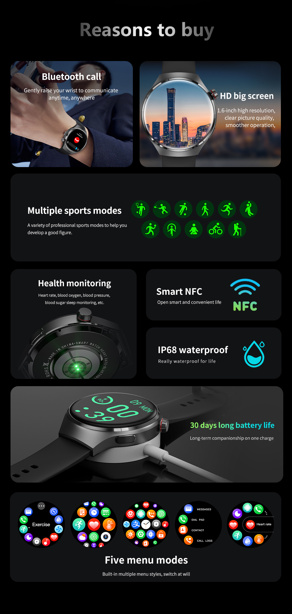GT4PRO16inchHDScreenbluetoothCallHeartRateBloodPressureSpO2MonitorBloodSugarSleepMonitoringWomensMen-2013583-2