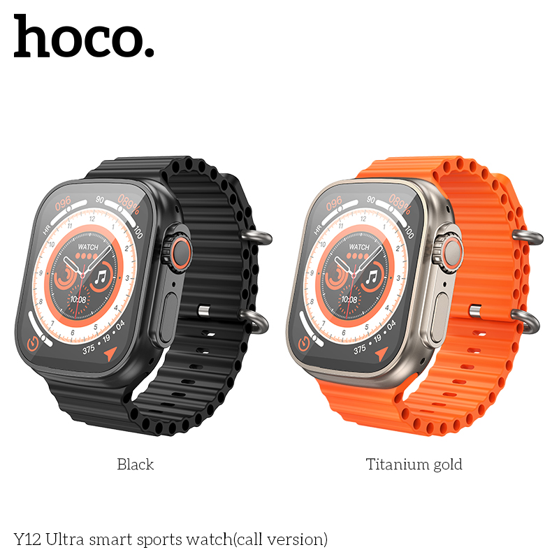 HOCOY12Ultra196inchHDScreenbluetoothCallHeartRateBloodOxygenMonitorIP67WaterproofMulti-sportModesSma-1979593-1