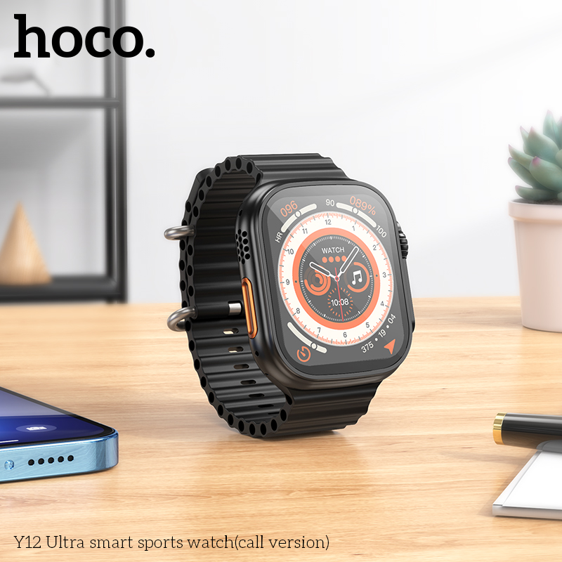 HOCOY12Ultra196inchHDScreenbluetoothCallHeartRateBloodOxygenMonitorIP67WaterproofMulti-sportModesSma-1979593-8