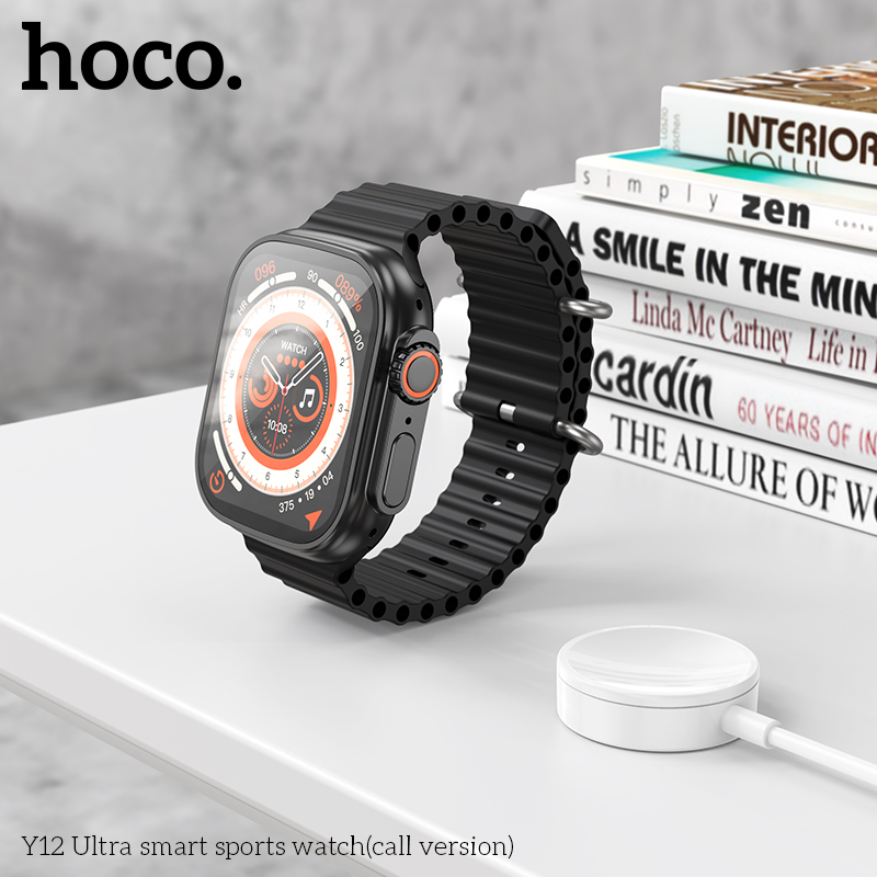 HOCOY12Ultra196inchHDScreenbluetoothCallHeartRateBloodOxygenMonitorIP67WaterproofMulti-sportModesSma-1979593-9