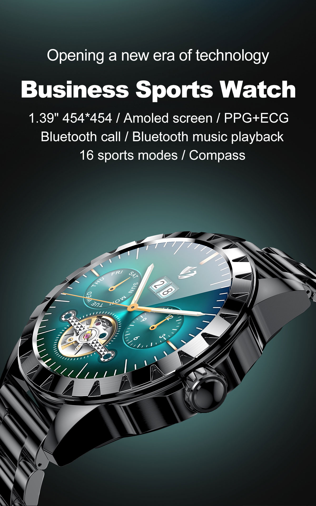LEMFOLEMZ139inch454454pixelsTouchScreenECGHeartRateMonitorbluetoothcalling16SportsModesIP67Waterproo-1900560-2