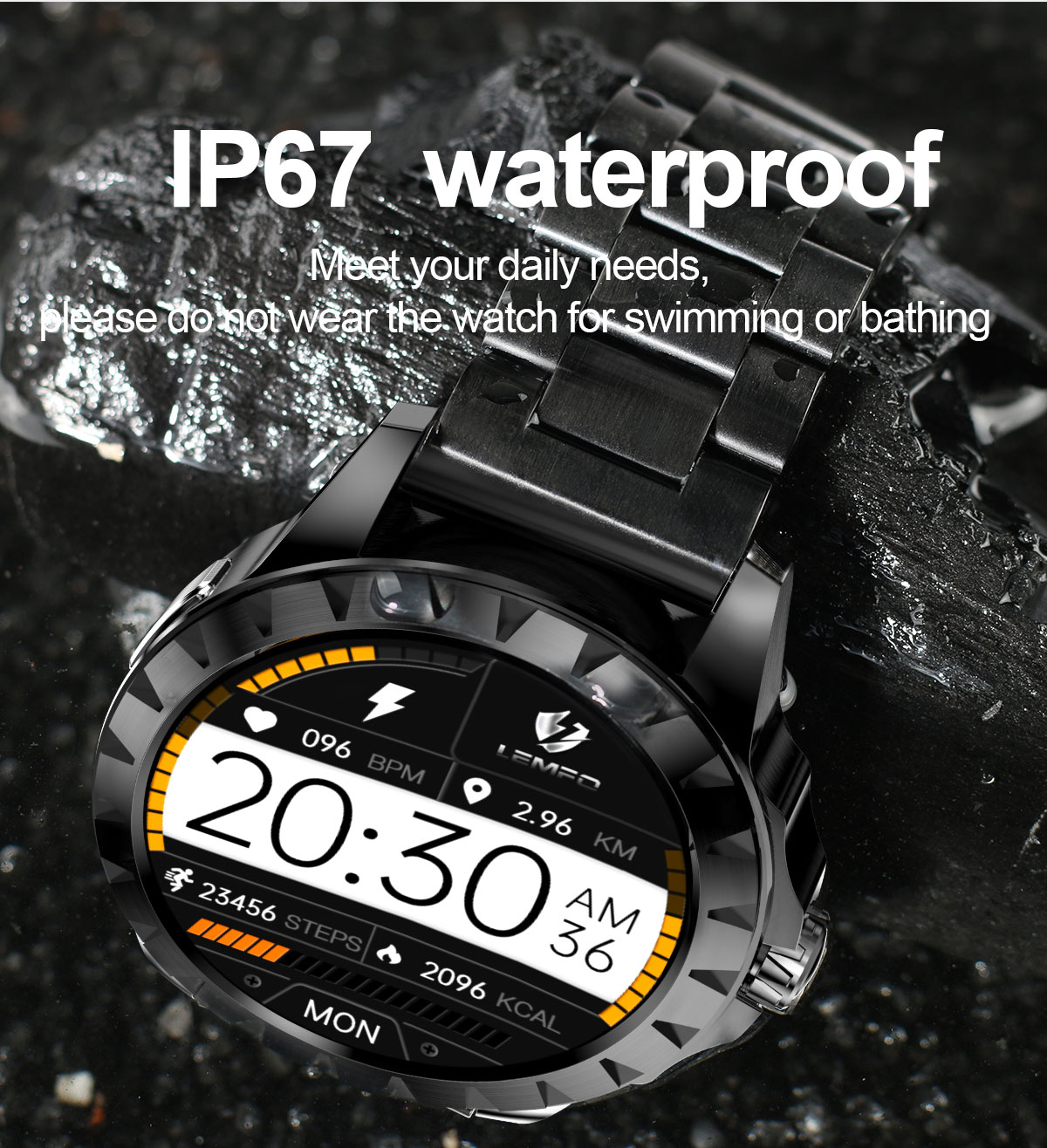LEMFOLEMZ139inch454454pixelsTouchScreenECGHeartRateMonitorbluetoothcalling16SportsModesIP67Waterproo-1900560-18