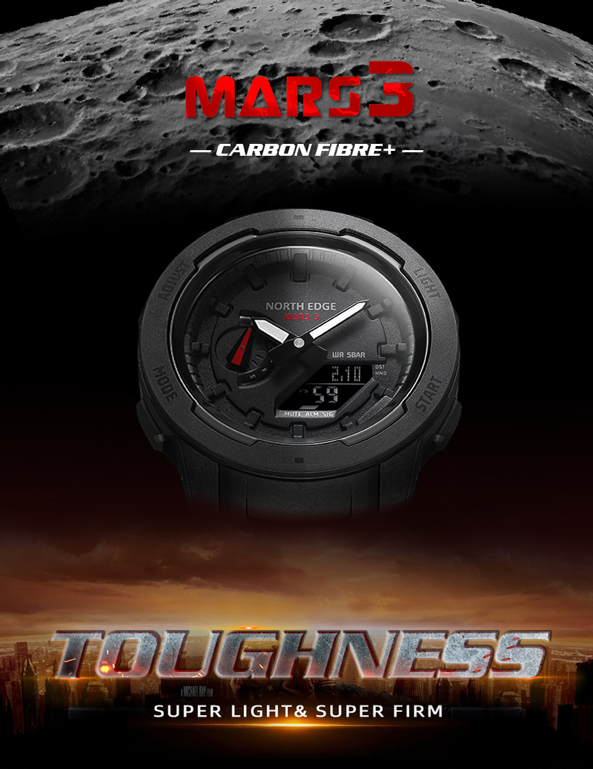 NORTHEDGEMars350MWaterproofStopwatchTimingCalendarElectronicsLEDDisplayDigitalWatchOutdoorSportSmart-1997265-1