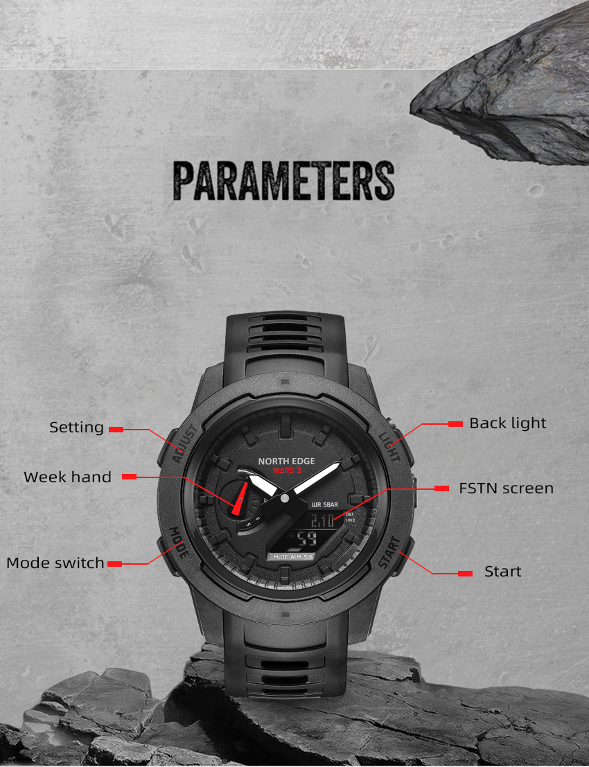 NORTHEDGEMars350MWaterproofStopwatchTimingCalendarElectronicsLEDDisplayDigitalWatchOutdoorSportSmart-1997265-8