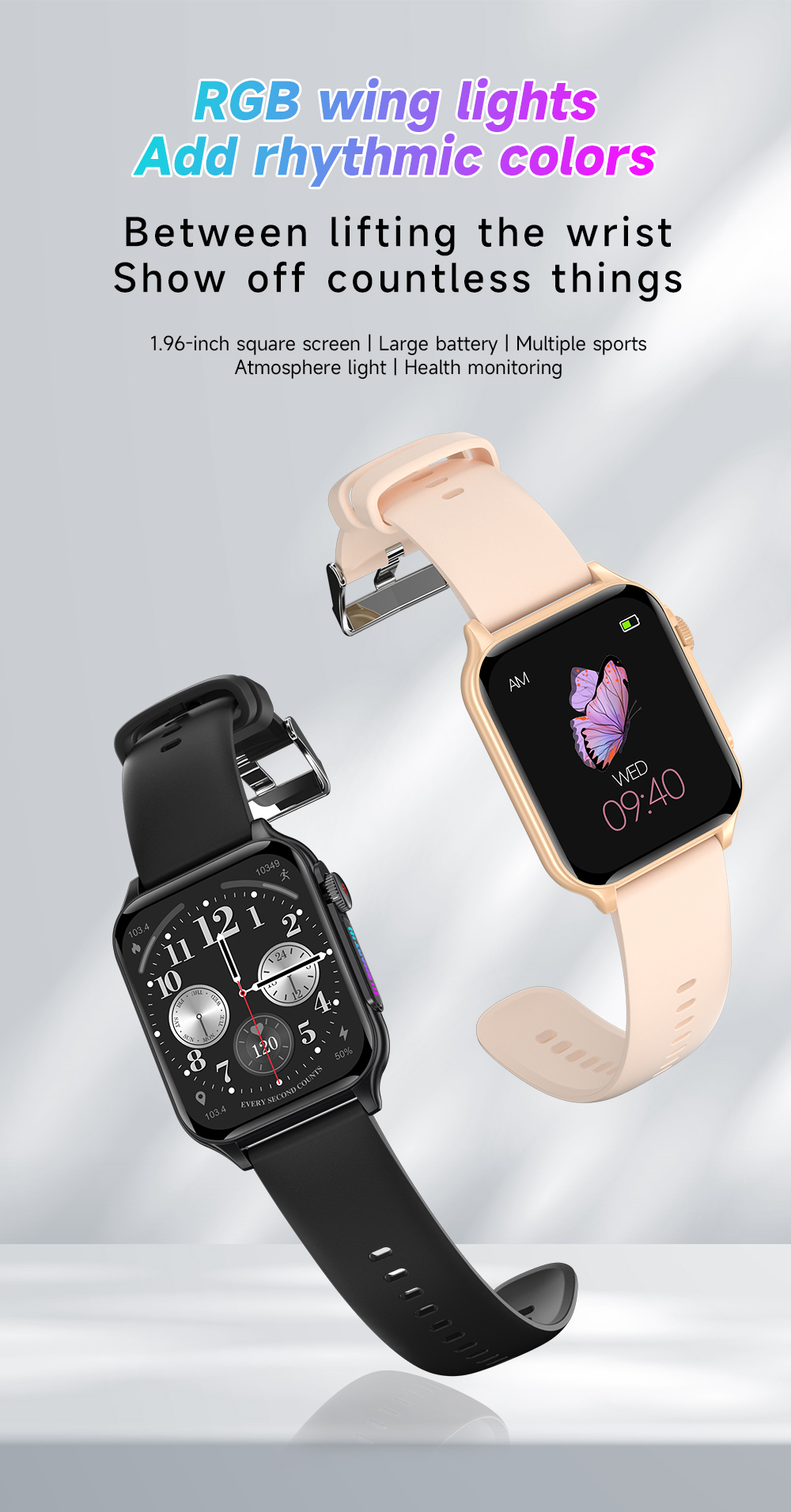 P6196inchHDScreenRGBbluetoothCallHeartRateBloodPressureBloodOxygenMonitorSleepMonitoringMulti-sportM-2015169-1
